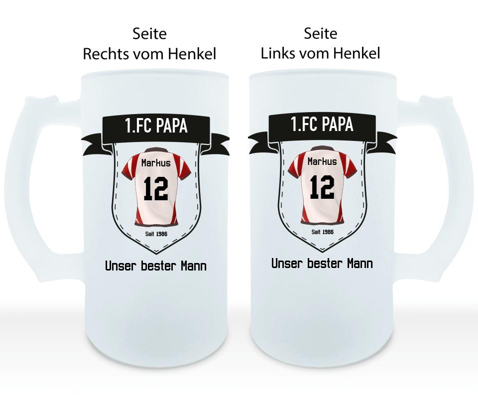 Sport-Trikot mit Wappen - Personalisierbarer Bierkrug