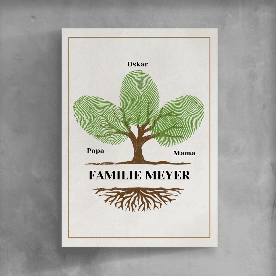Fingerabdruck Familienbaum - Personalisierbares Poster