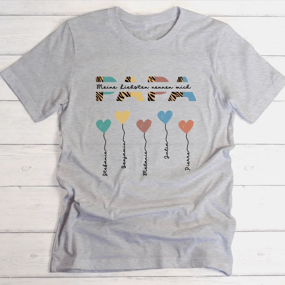 Papa / Opa Herzballons - Personalisierbares Herren-T-Shirt