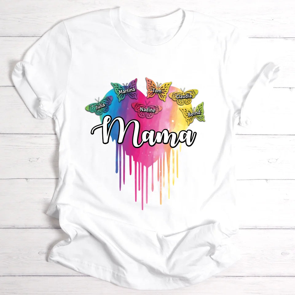 Mamas Schmetterlinge - Personalisierbares T-Shirt