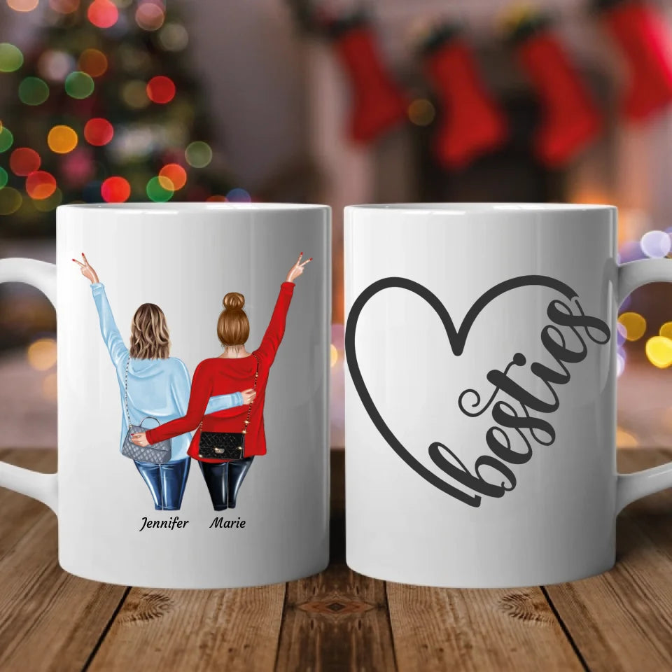 Umarmende Besties - Personalisierbare Tasse