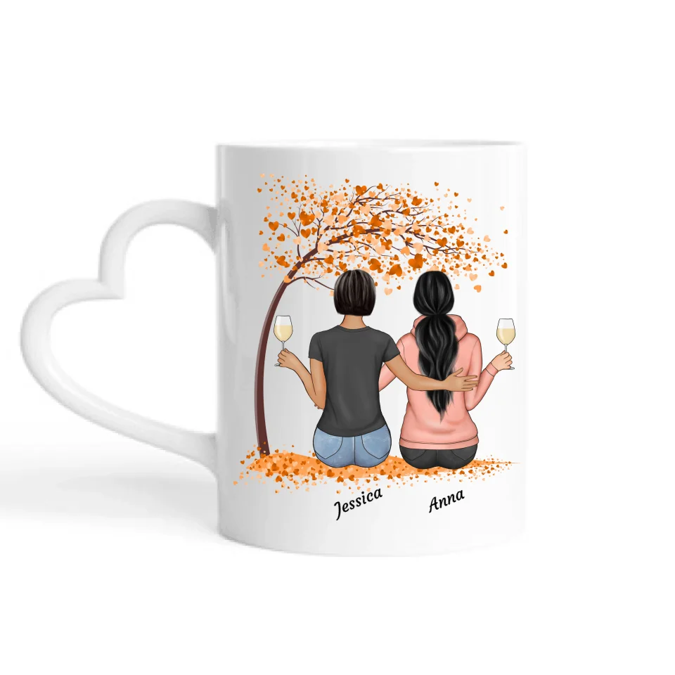 Freundinnen unterm Herbstbaum - Personalisierbare Tasse