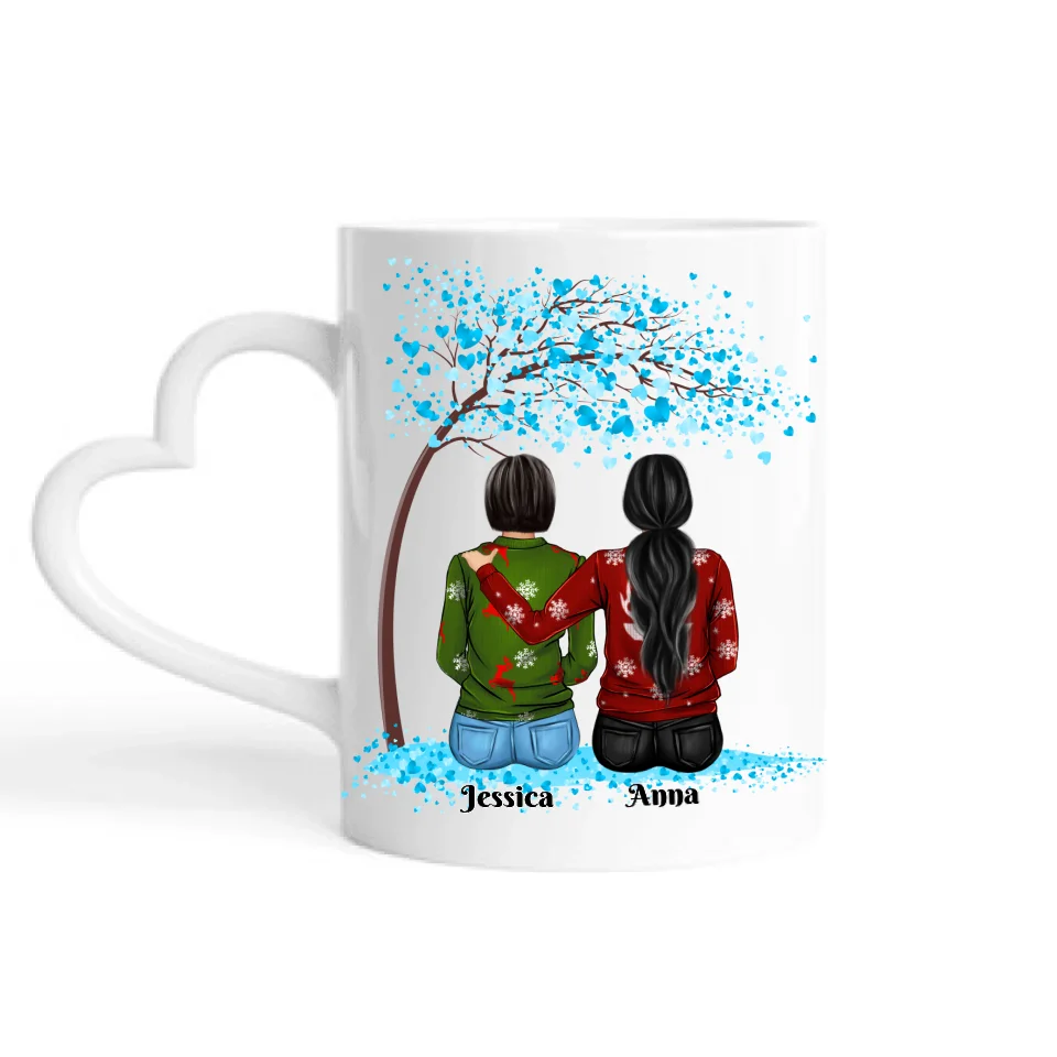 Weihnachtliche Frauen unterm Baum - personalisierbare Tasse