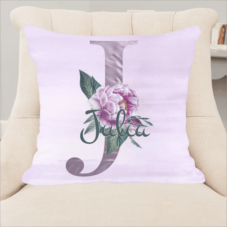 Lila Buchstabe (40x40cm) - Personalisierbares Kissen