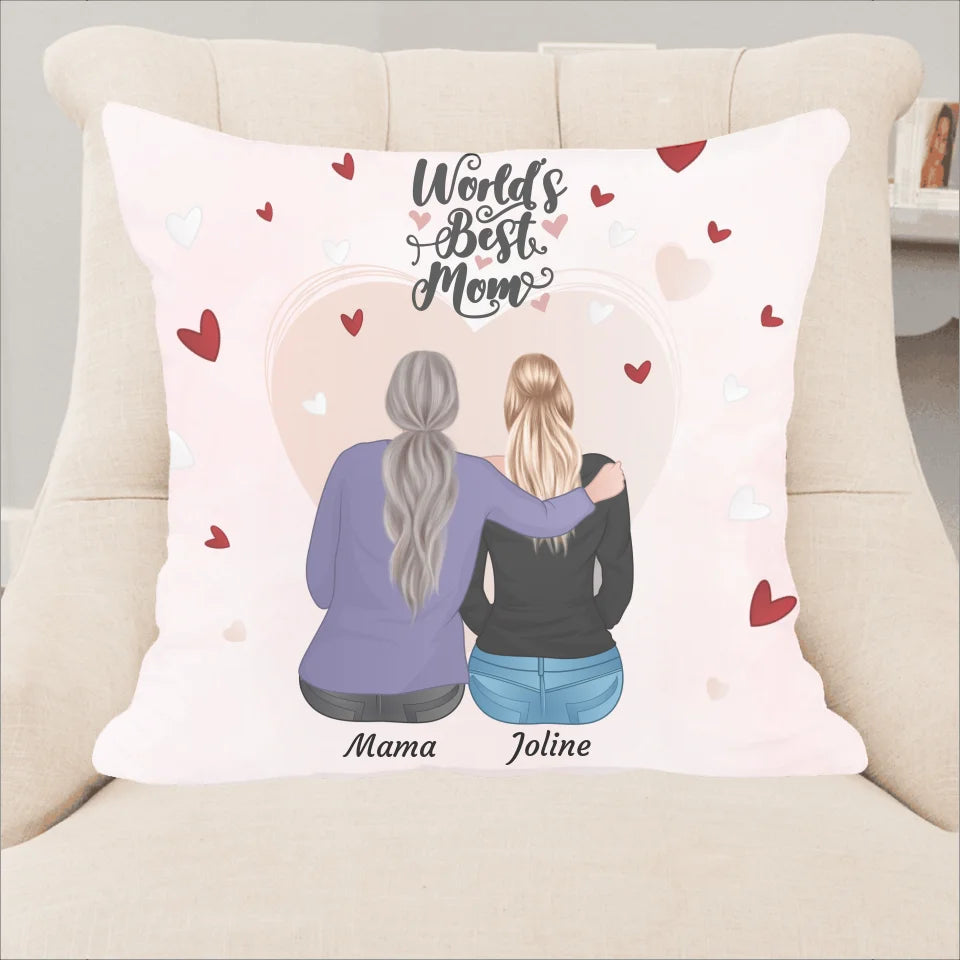 Mutter und Tochter (40x40cm) - Personalisierbares Kissen