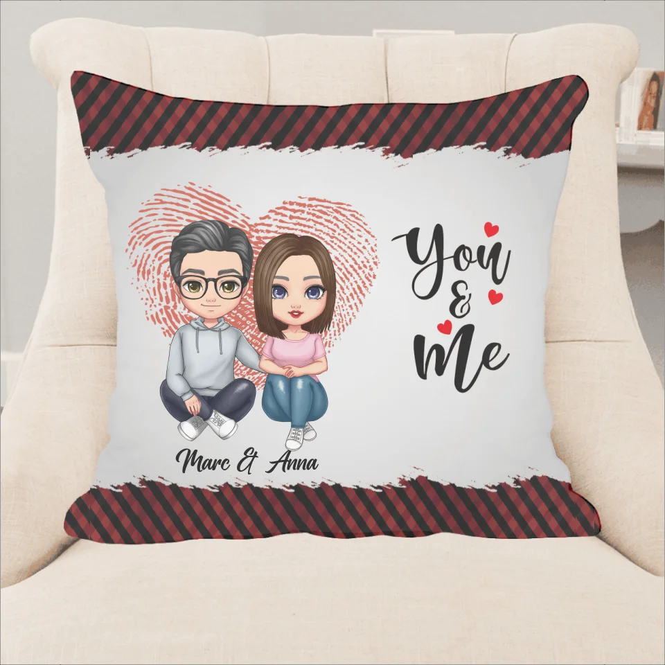 You & Me Comic Paar - Personalisierbares Kissen (40x40cm)