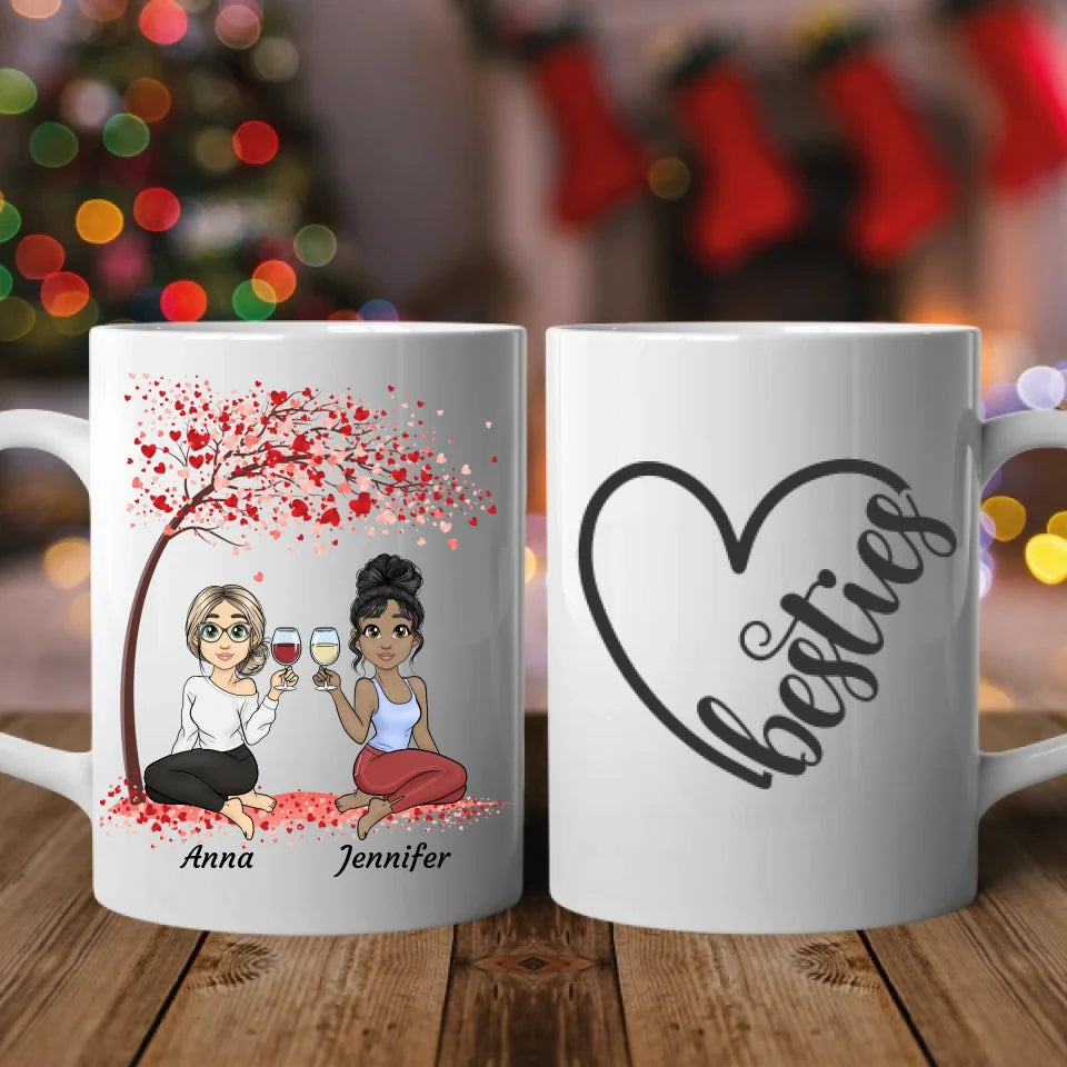 Cozy Besties unterm Baum - Personalisierbare Tasse