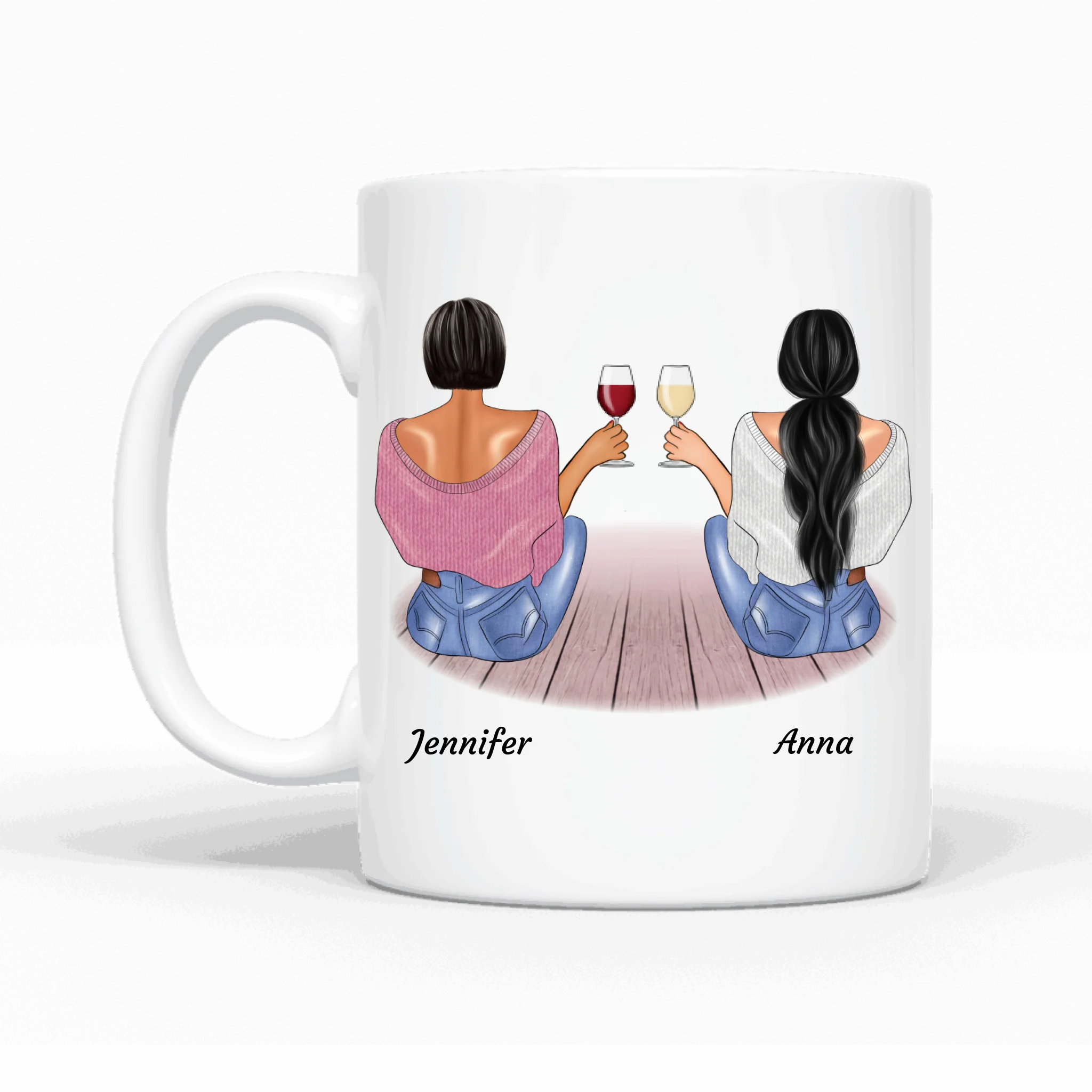 sitzende Besties - Personalisierbare Tasse