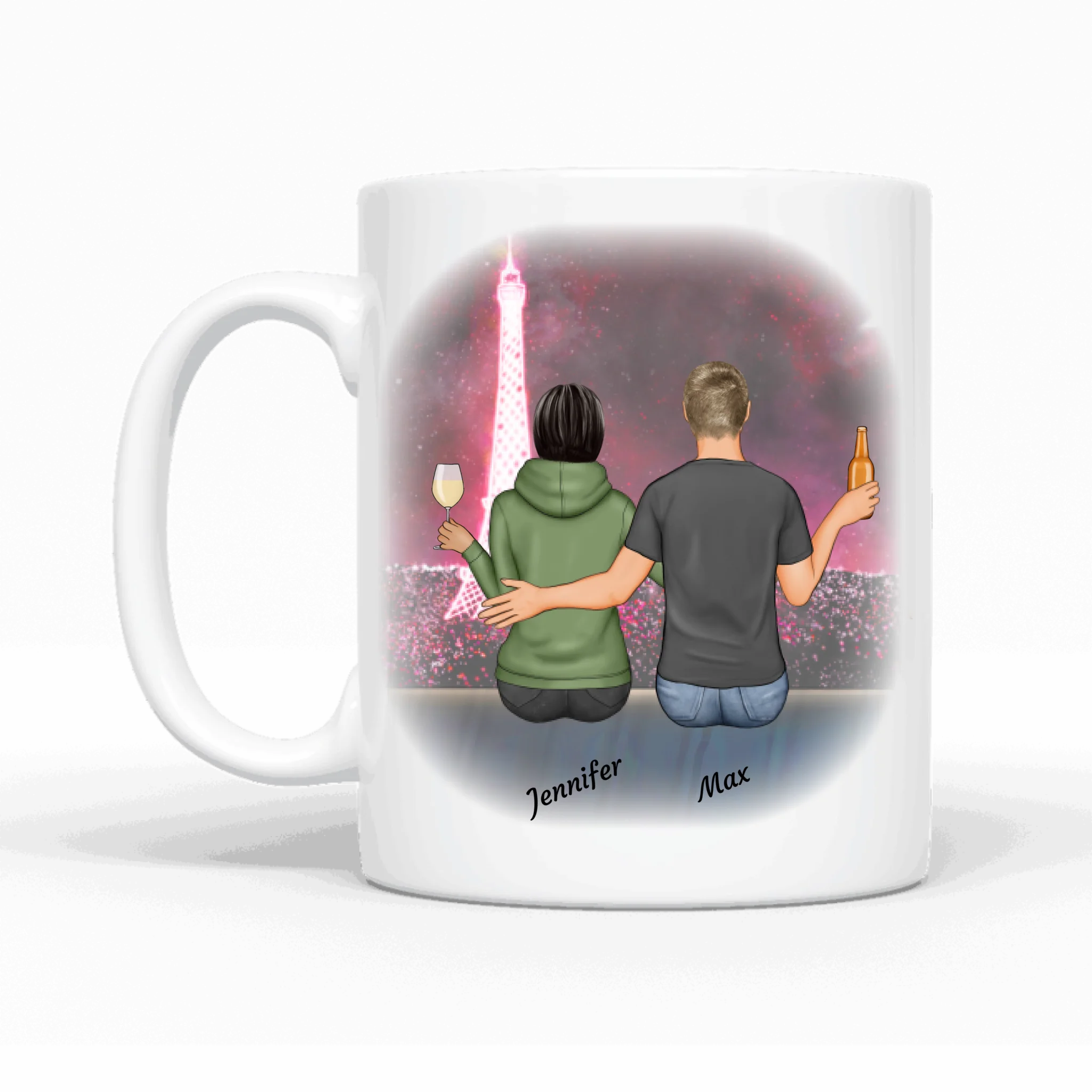 Sitzendes Paar - Personalisierbare Tasse