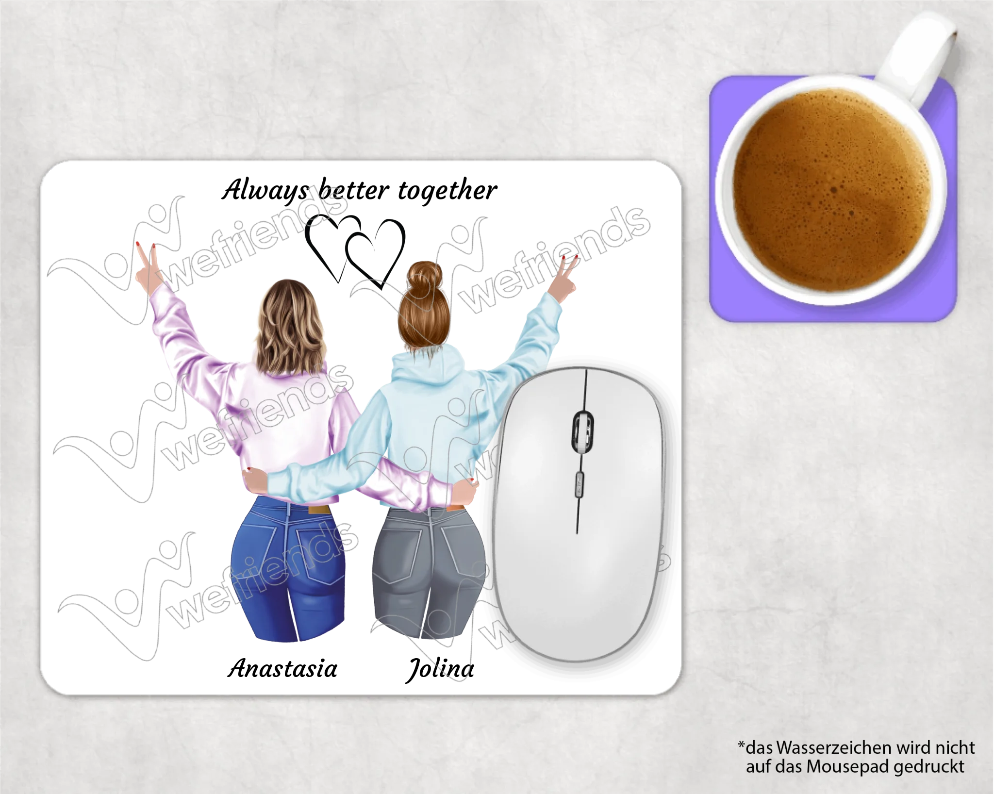 Peace Besties - Personalisierbares Mousepad