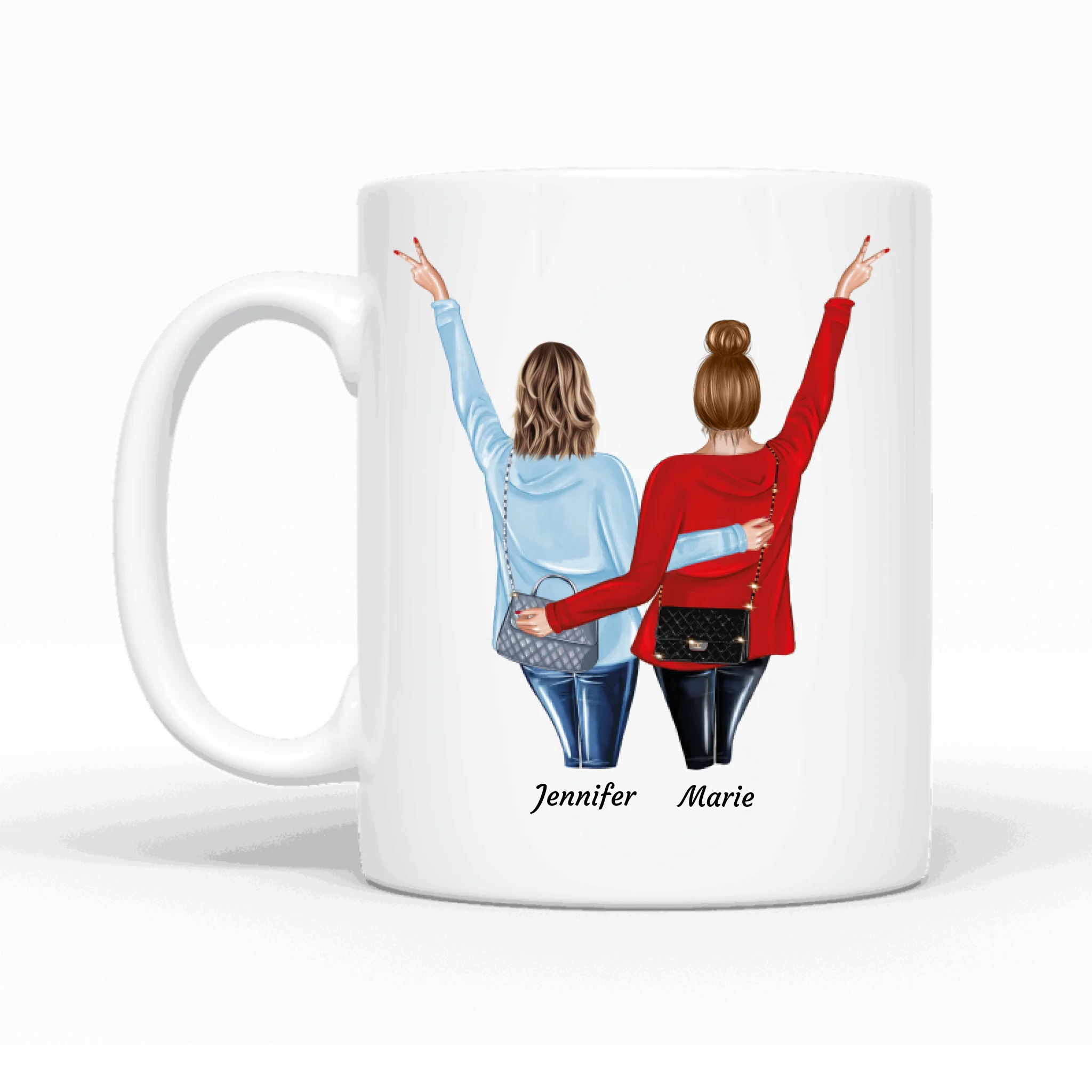 Umarmende Besties - Personalisierbare Tasse