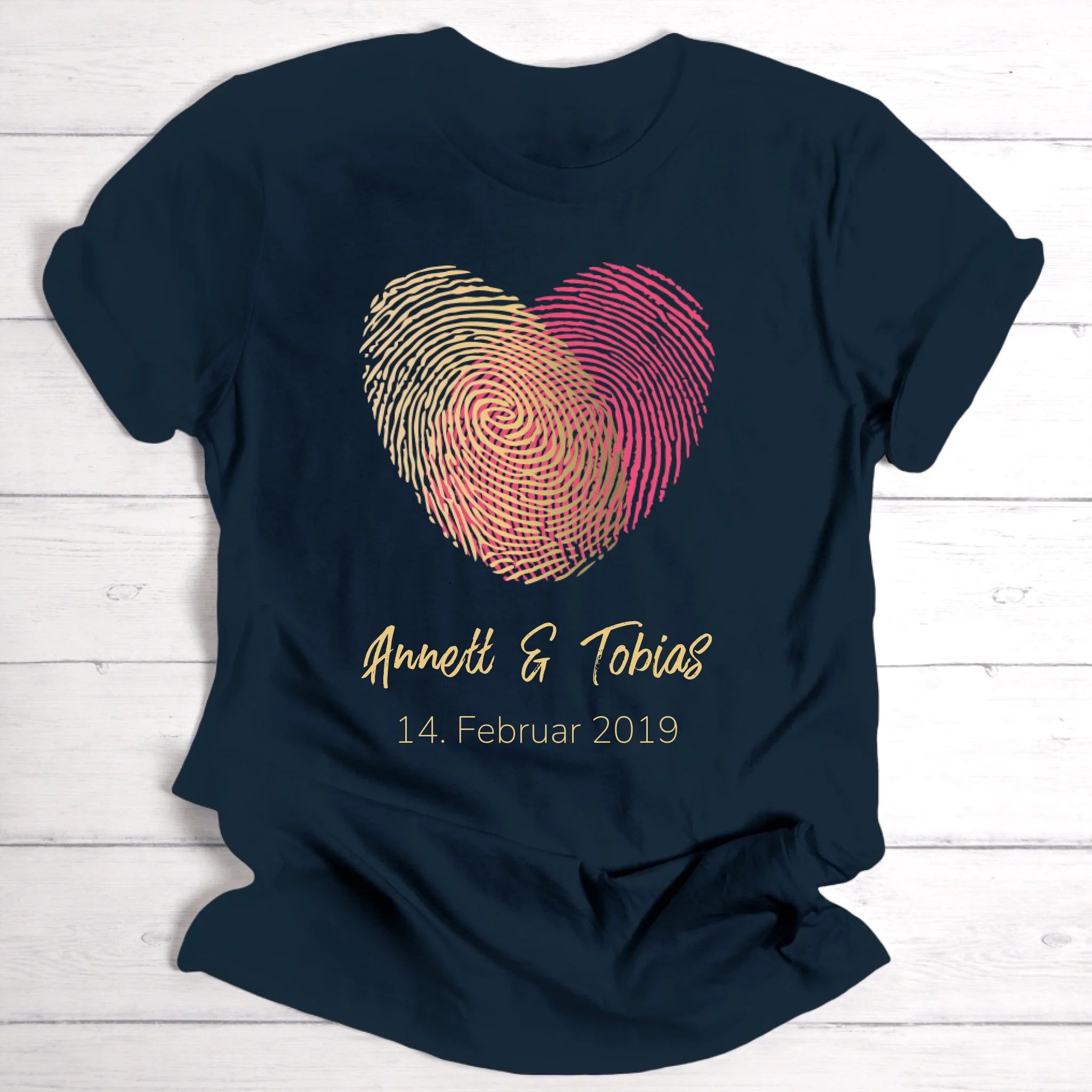 Paar Fingerabdruck - Personalisierbares T-Shirt (schwarz)