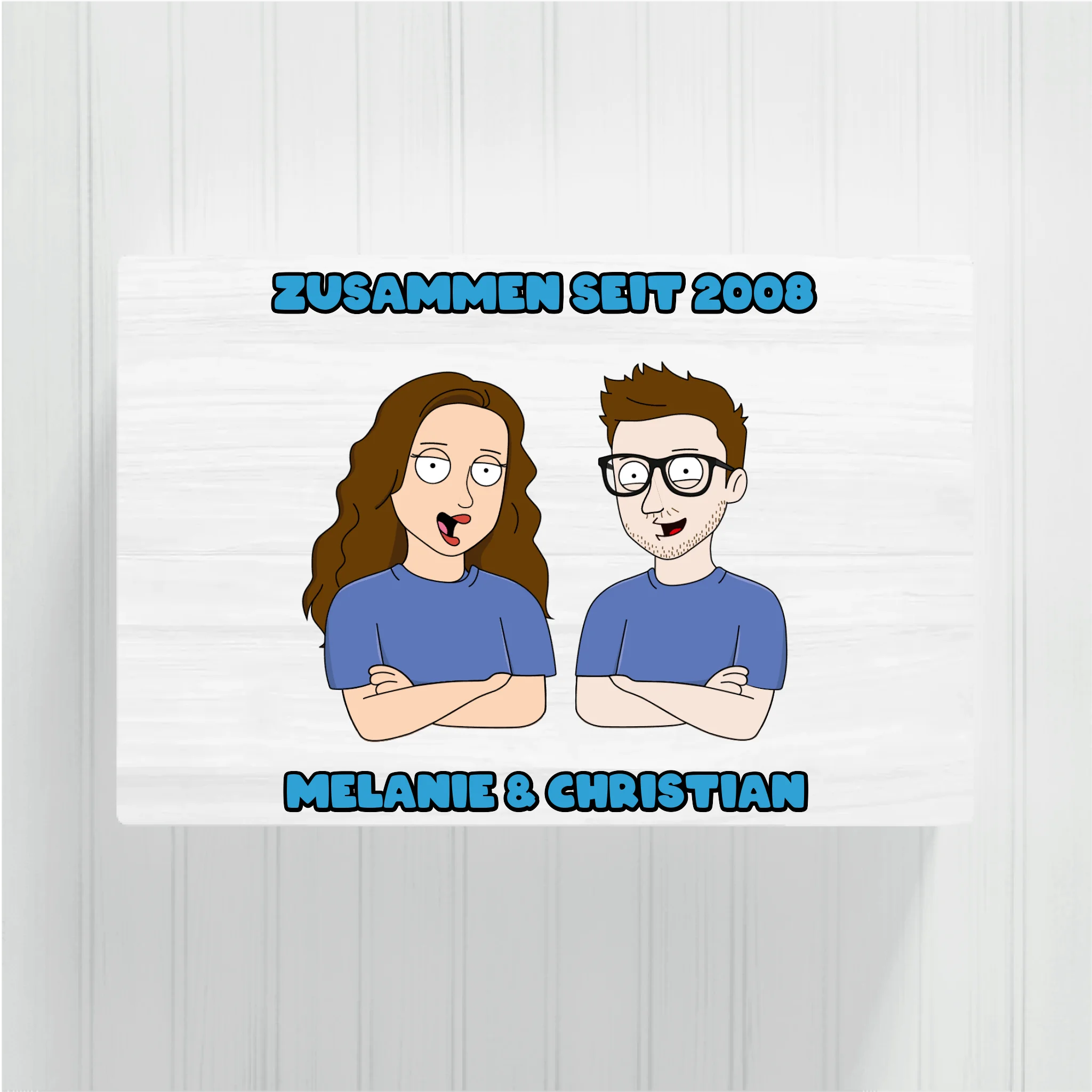 Cartoon Couple/Cartoon Paar - Personalisierbare Leinwand