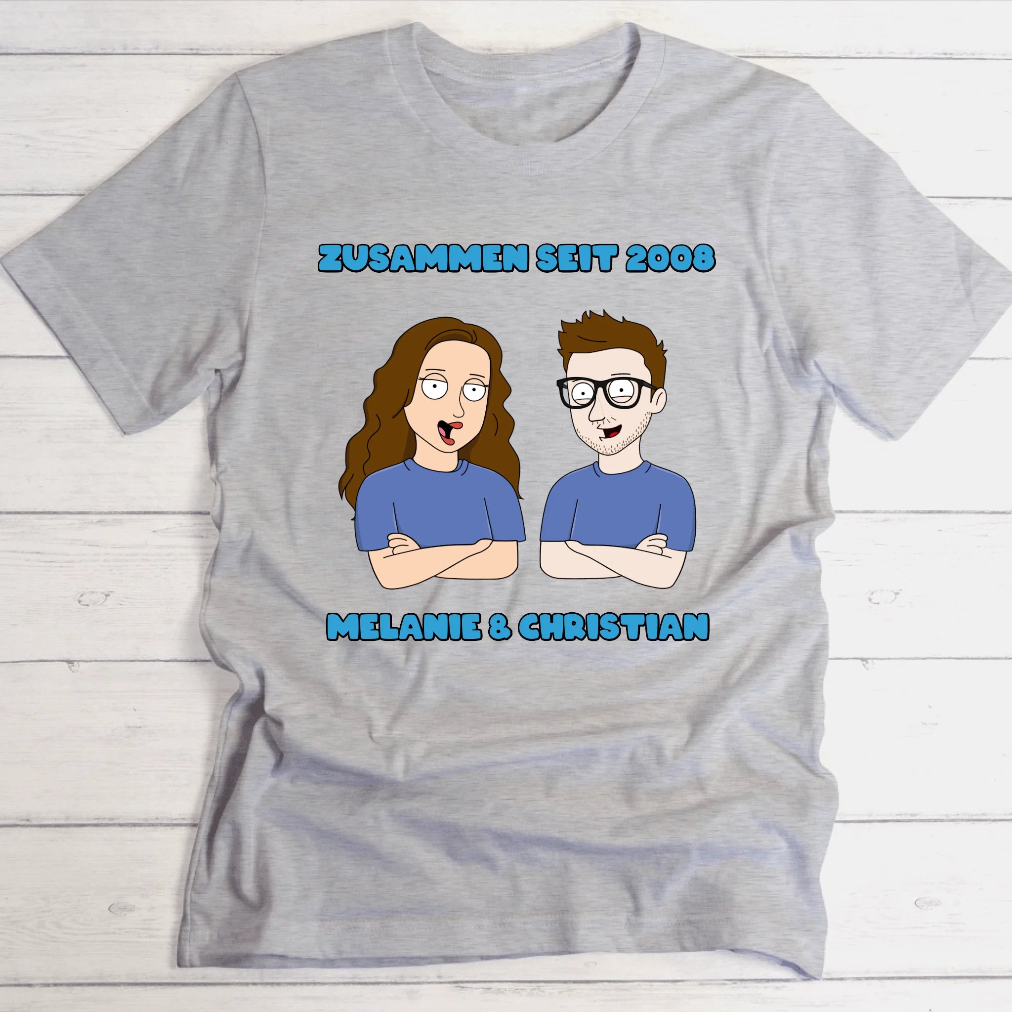 Familie Cartoon Paar - Personalisierbares T-Shirt