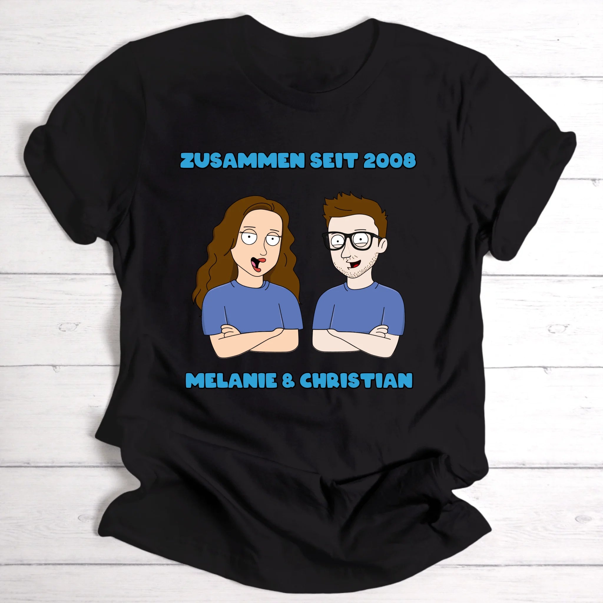 Familie Cartoon Paar - Personalisierbares T-Shirt