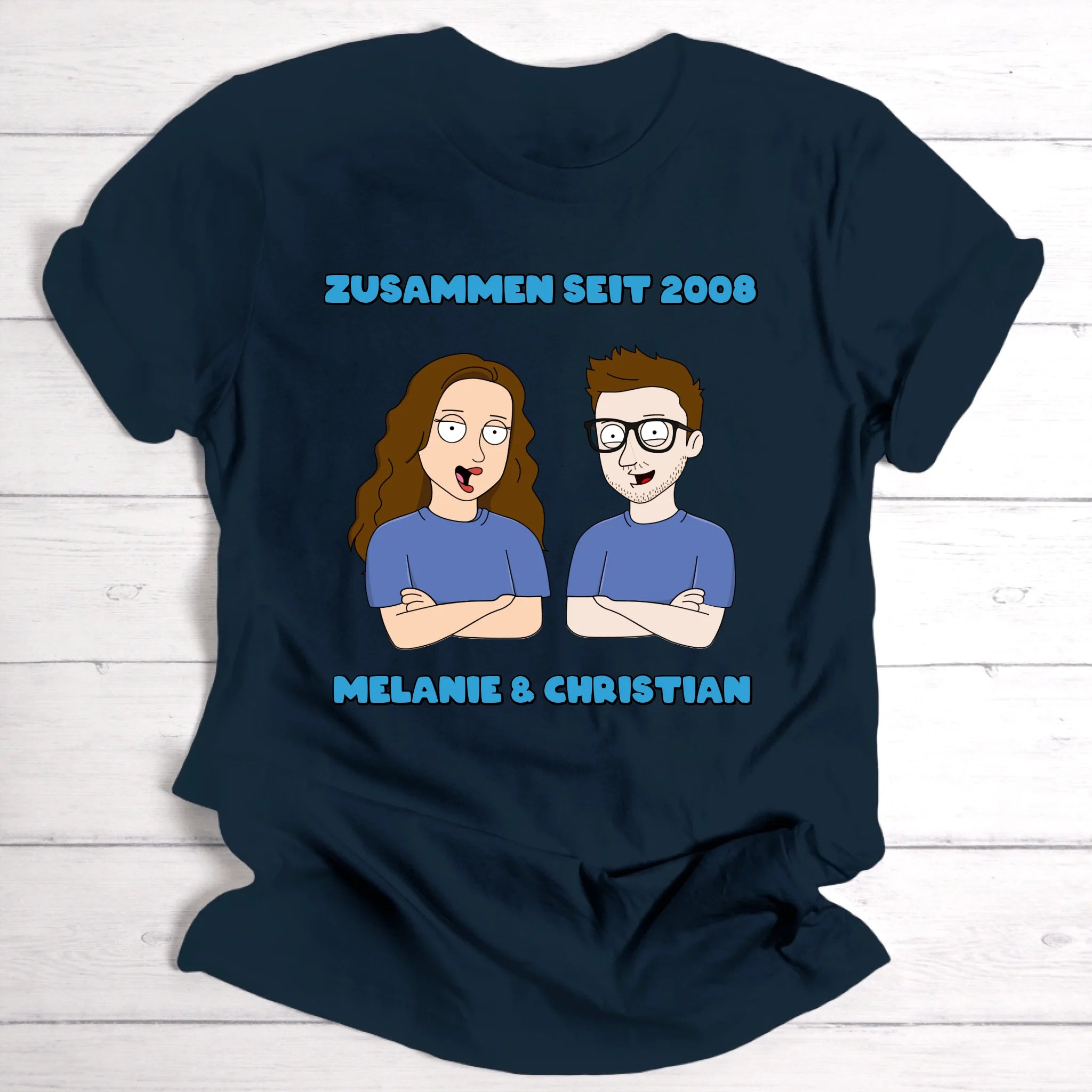 Familie Cartoon Paar - Personalisierbares T-Shirt