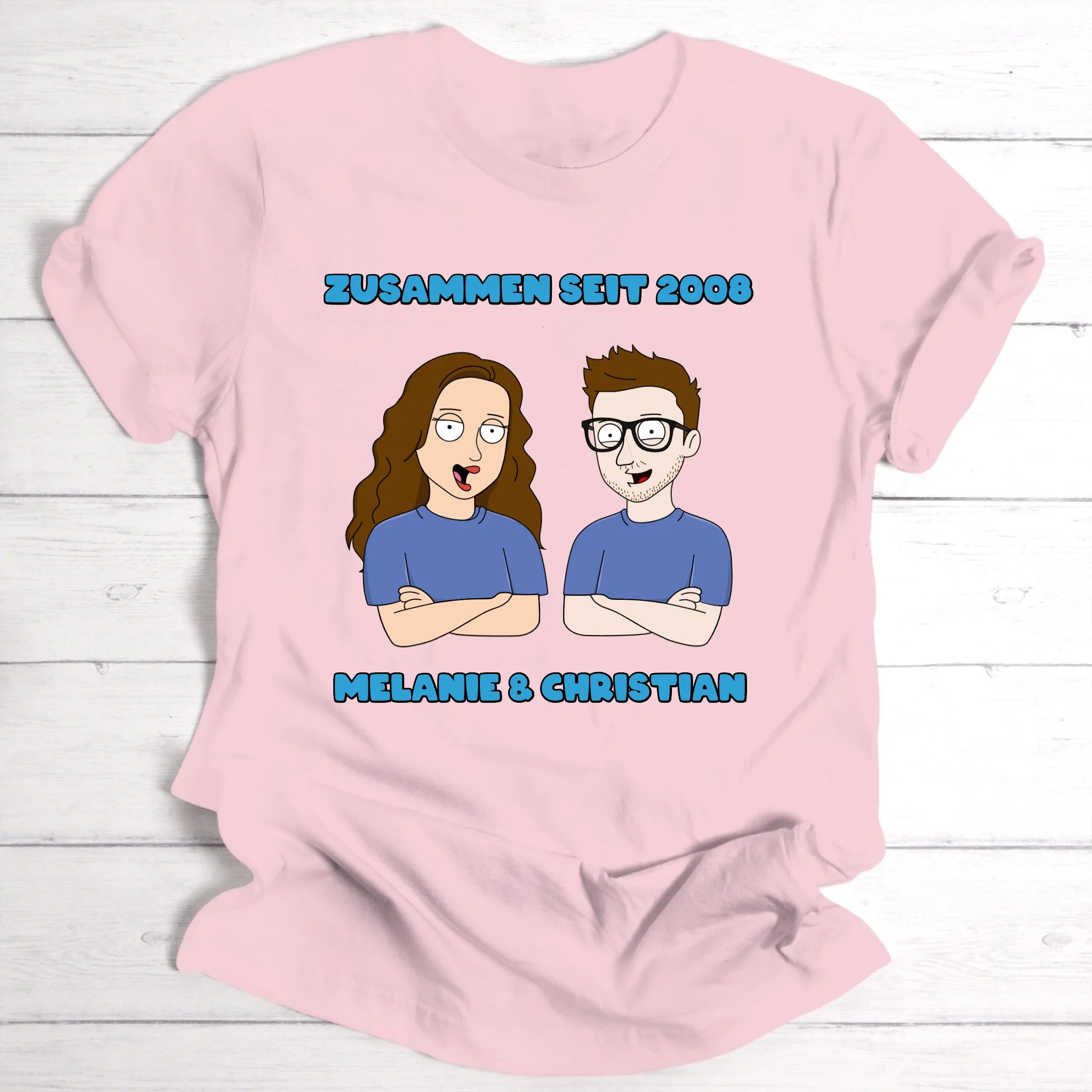 Familie Cartoon Paar - Personalisierbares T-Shirt