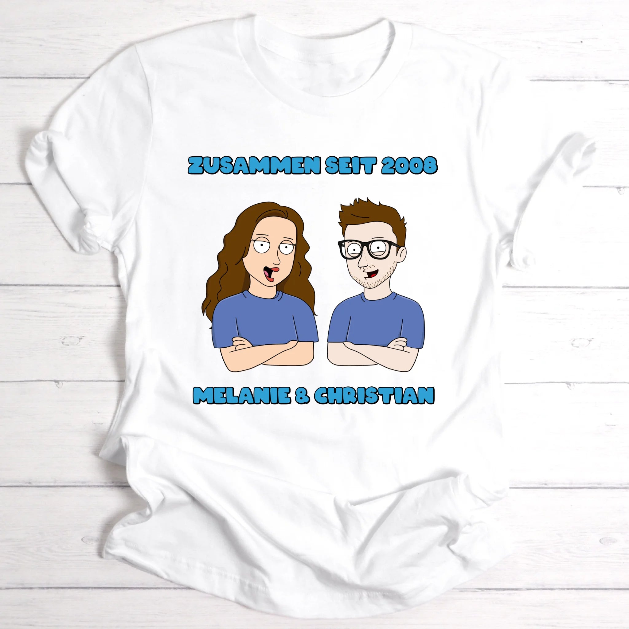 Familie Cartoon Paar - Personalisierbares T-Shirt