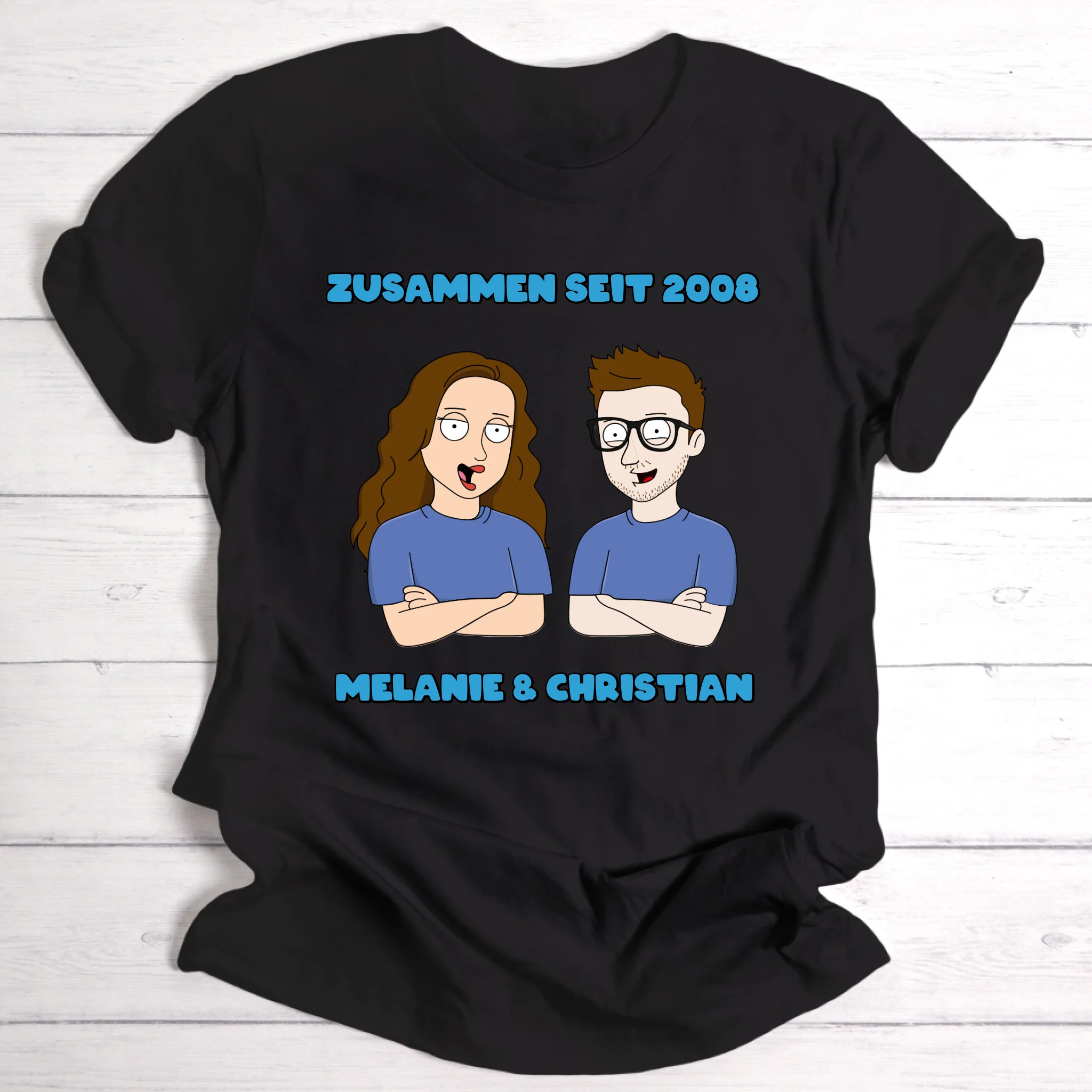 Familie Cartoon Paar - Personalisierbares T-Shirt