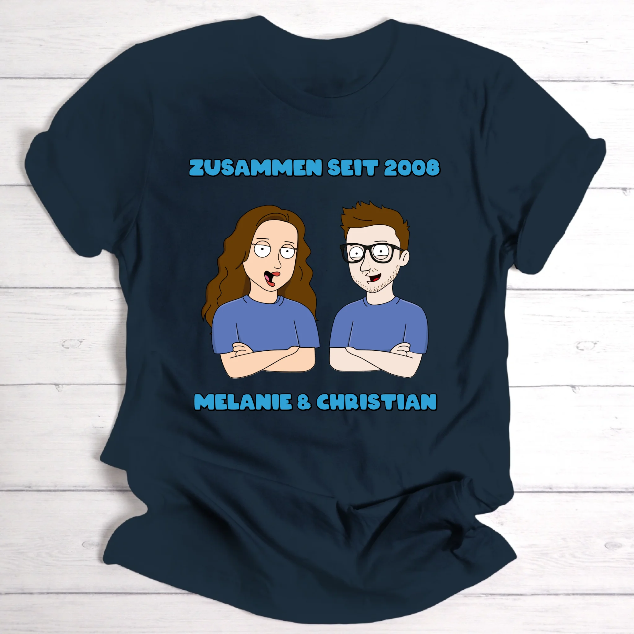 Familie Cartoon Paar - Personalisierbares T-Shirt