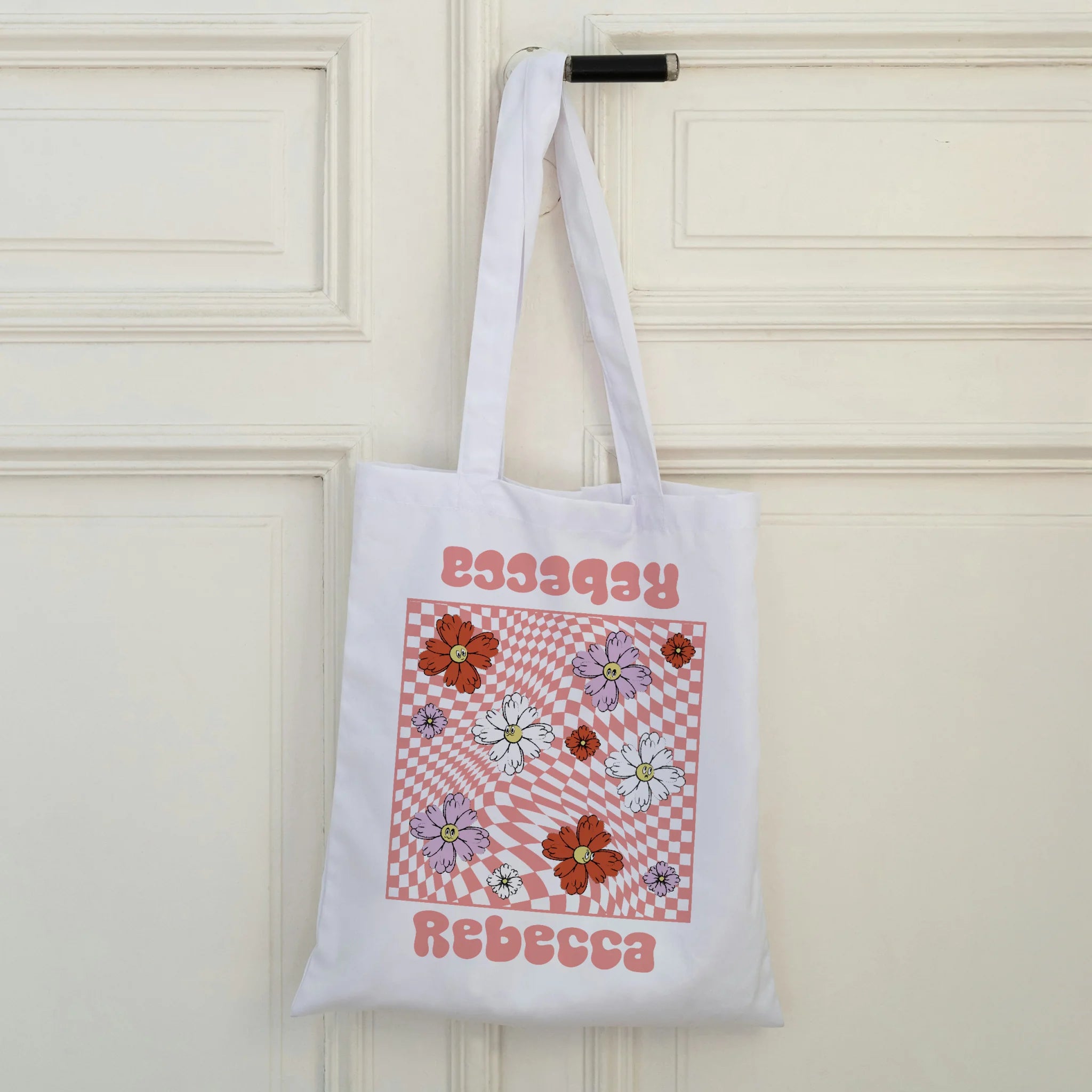 Flower Power - Vintage Beutel für Freundinnen, Schwestern & Paare - Personalisierbarer Jutebeutel