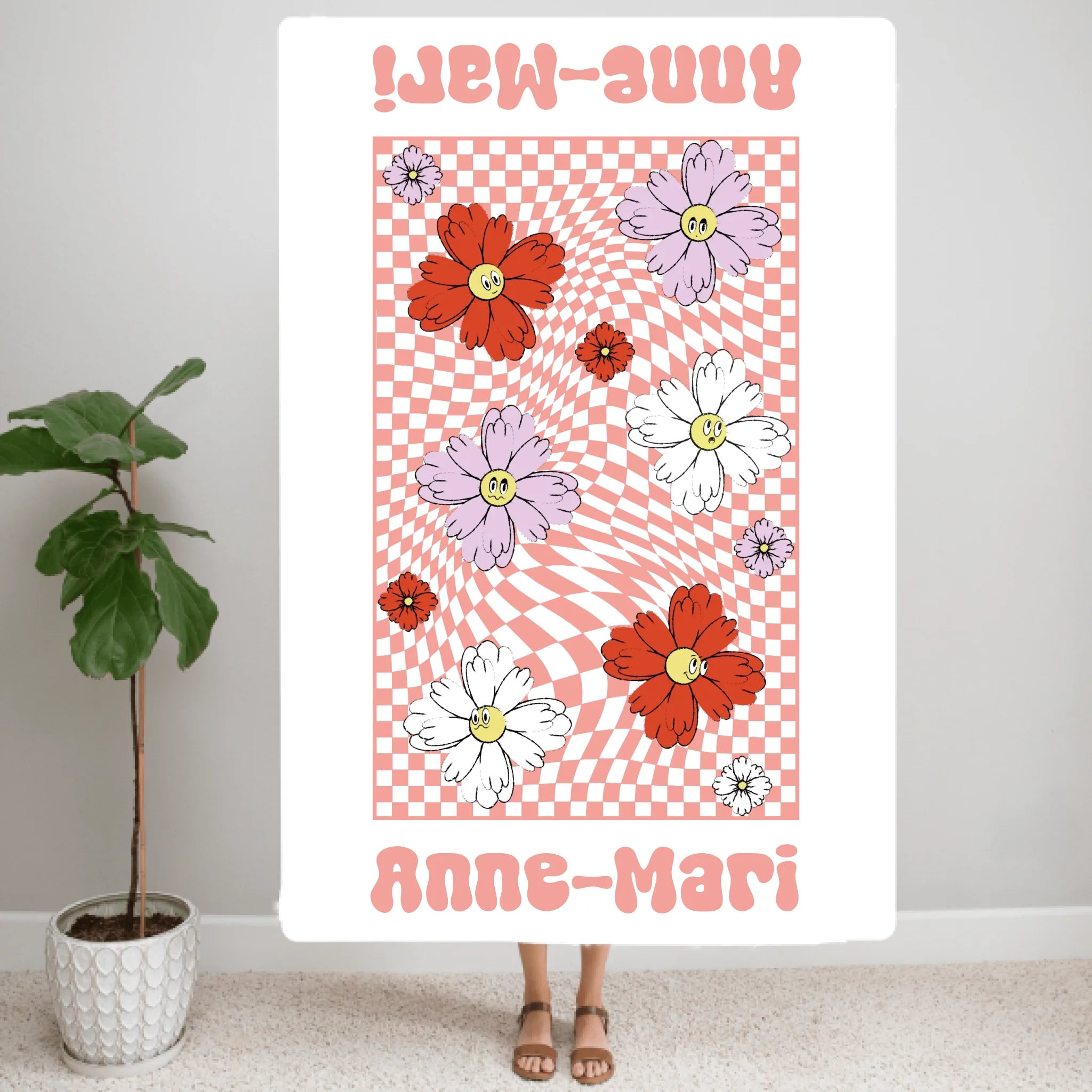 Flower Power - Vintage Decke für Freundinnen, Schwestern & Paare - Personalisierbare Premium Decke
