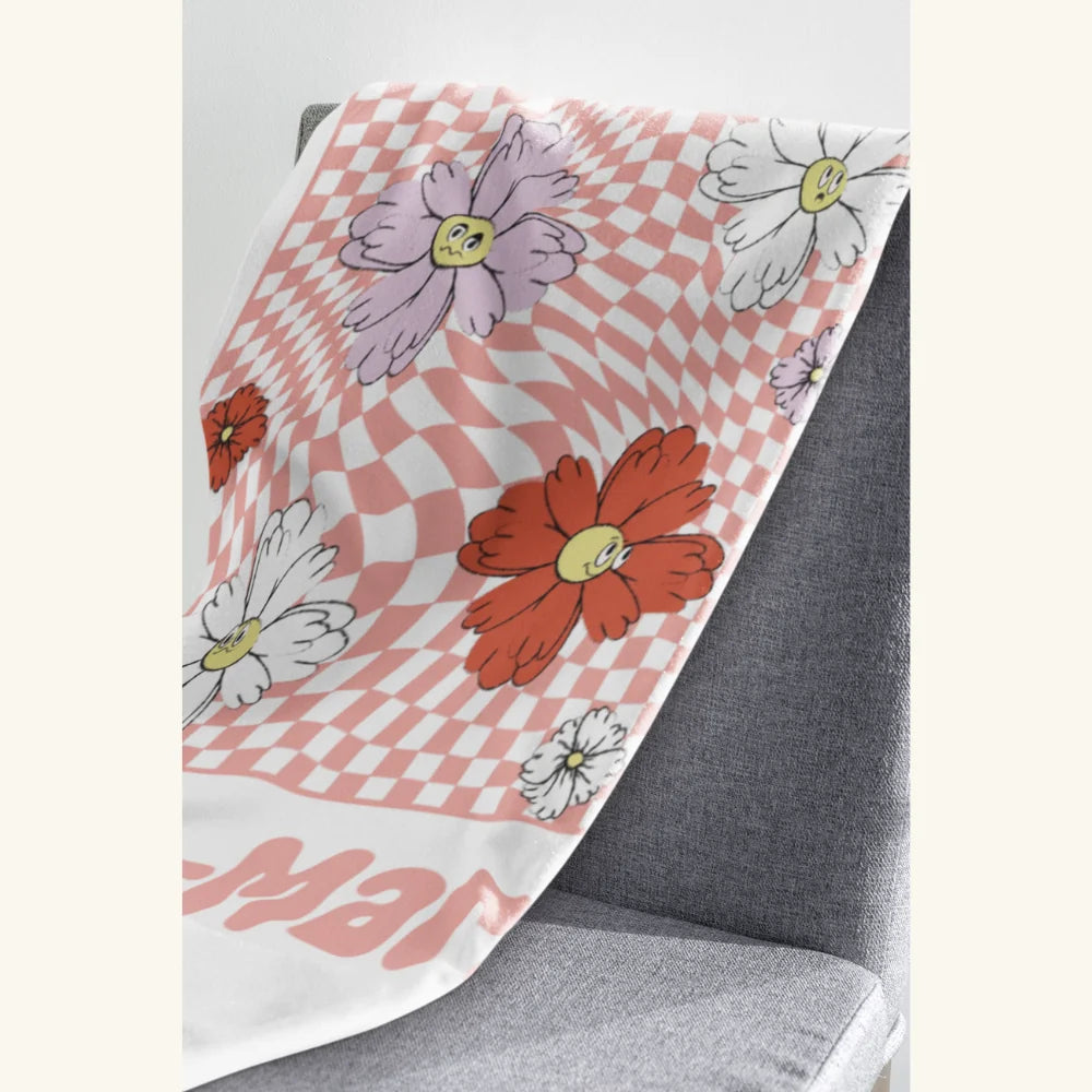 Flower Power - Vintage Decke für Freundinnen, Schwestern & Paare - Personalisierbare Premium Decke