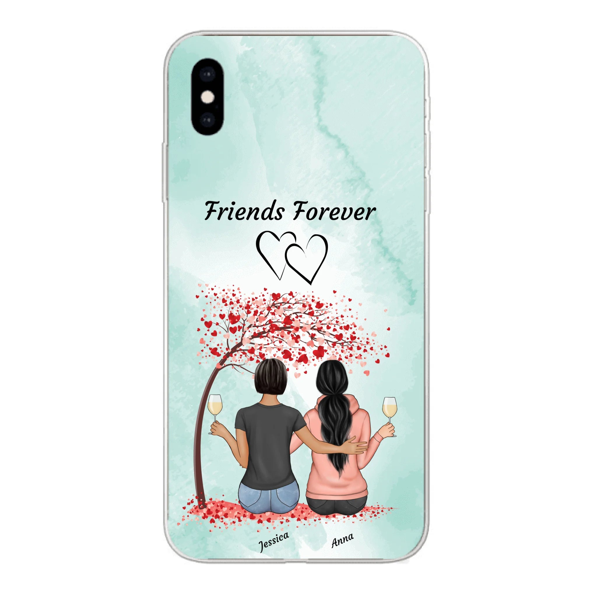 Sitzende Freundinnen unterm Baum - Personalisierbare Handyhülle
