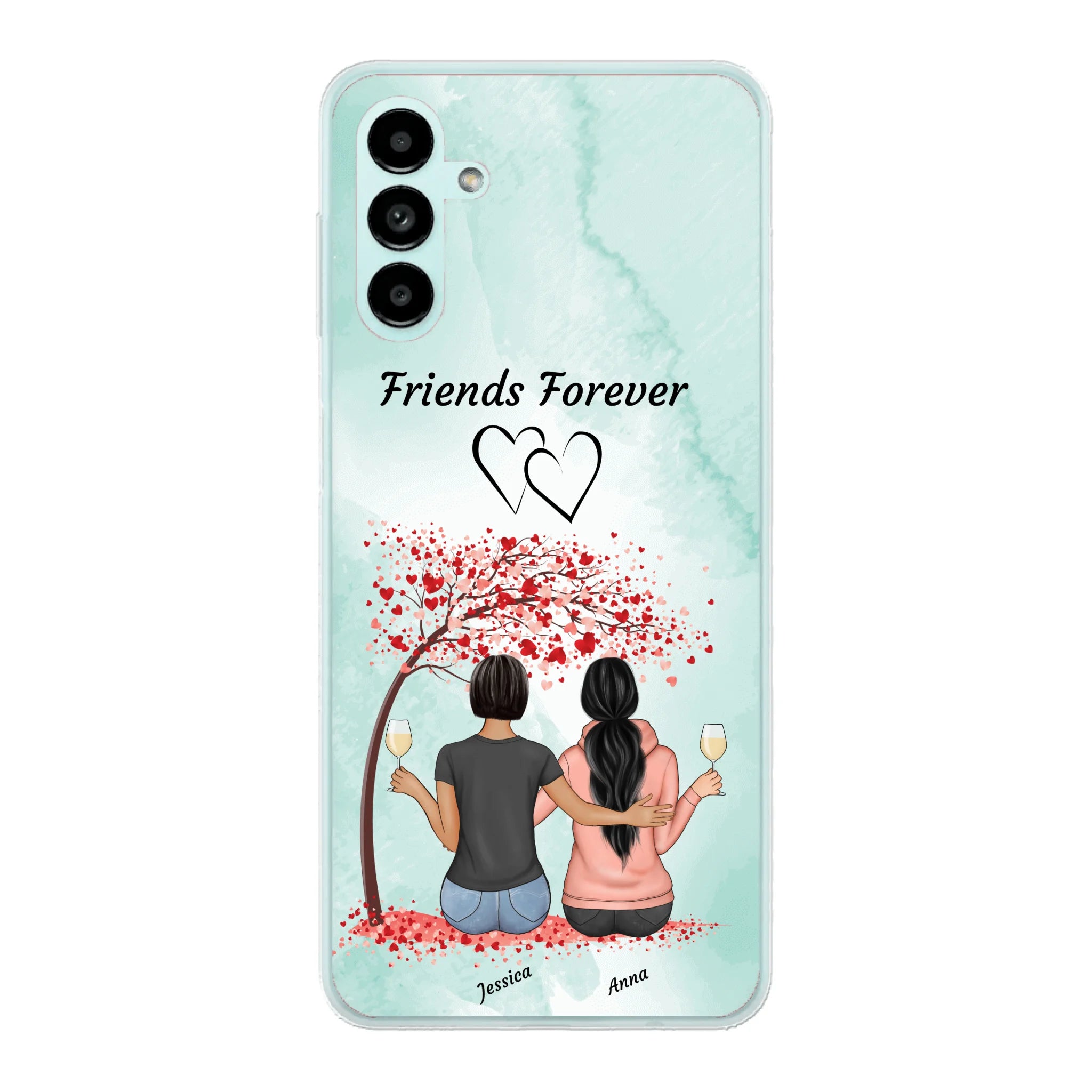 Sitzende Freundinnen unterm Baum - Personalisierbare Handyhülle