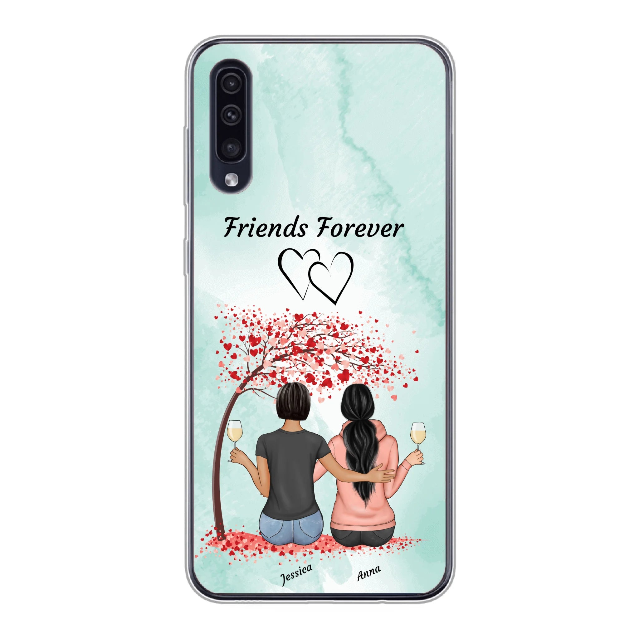 Sitzende Freundinnen unterm Baum - Personalisierbare Handyhülle