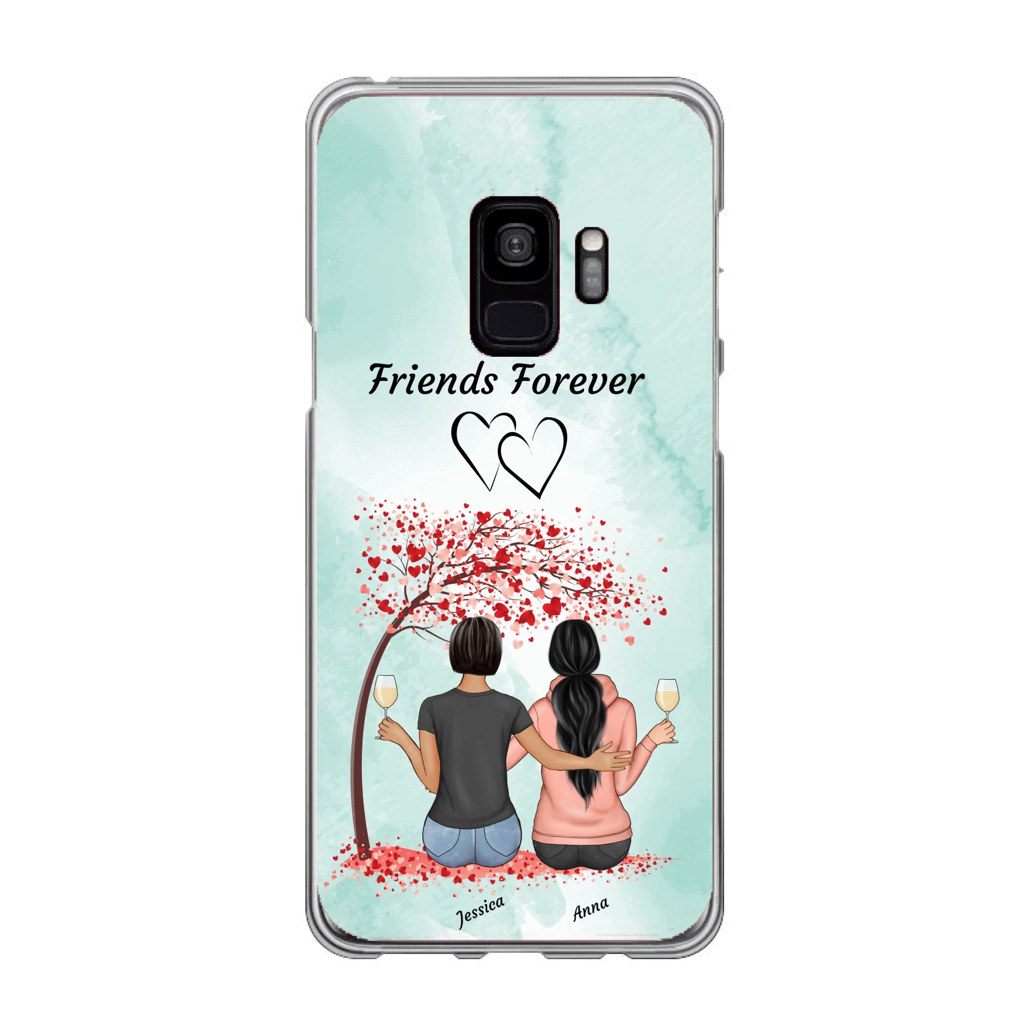 Sitzende Freundinnen unterm Baum - Personalisierbare Handyhülle