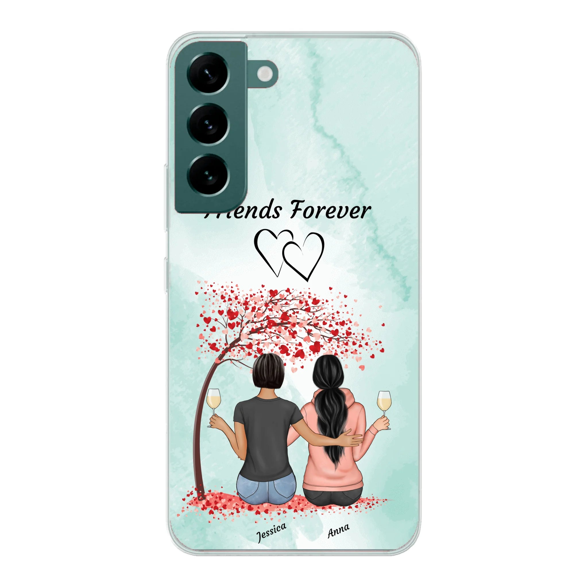 Sitzende Freundinnen unterm Baum - Personalisierbare Handyhülle