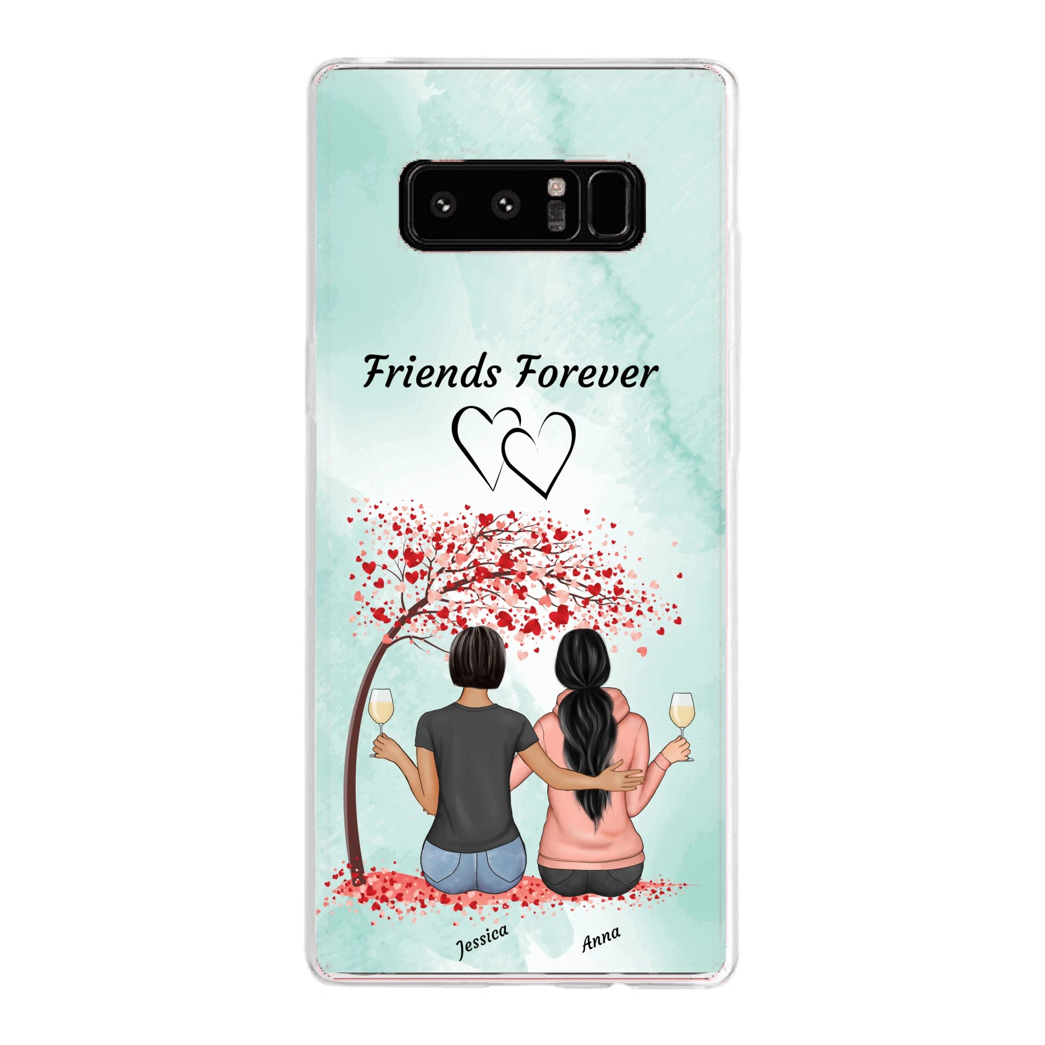 Sitzende Freundinnen unterm Baum - Personalisierbare Handyhülle