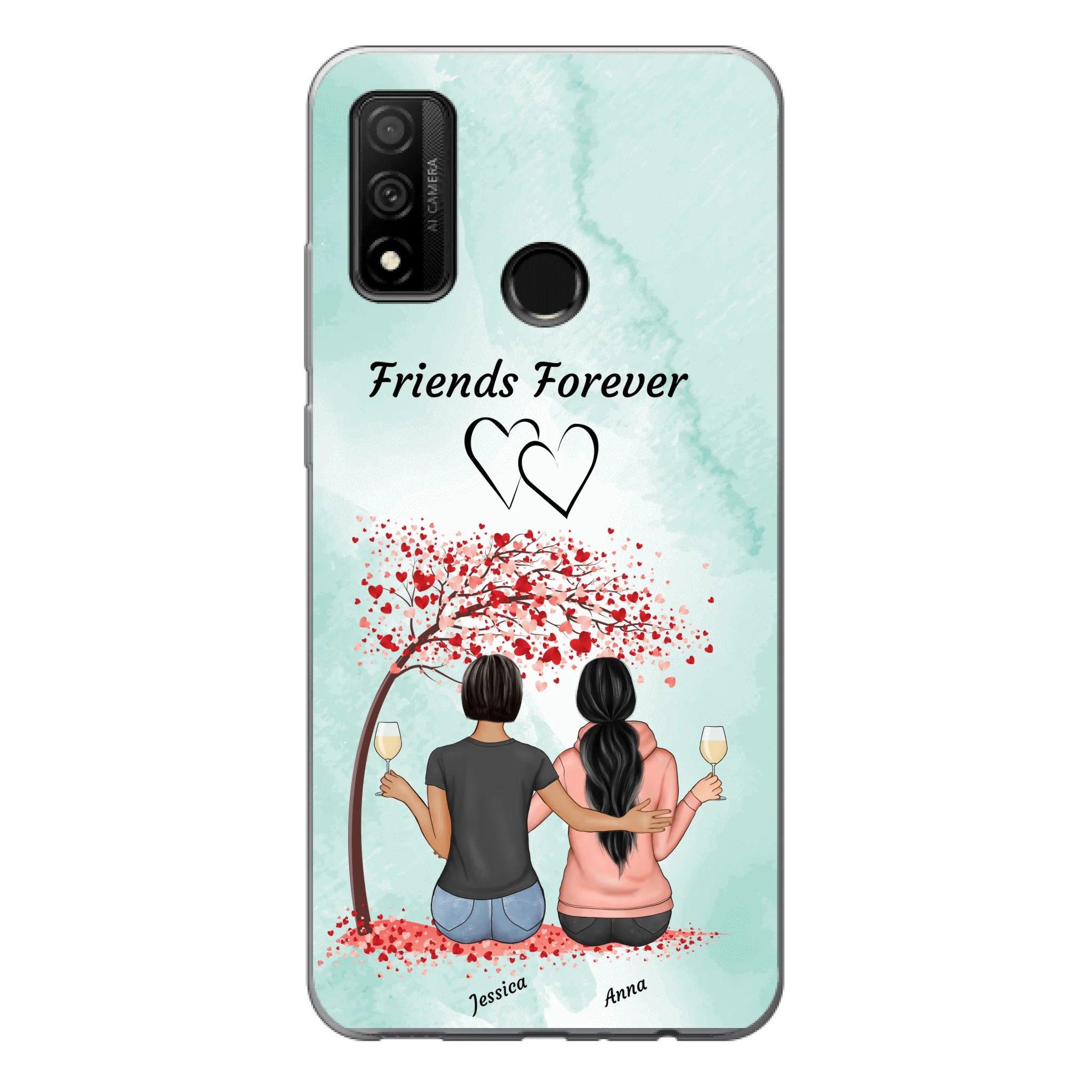Sitzende Freundinnen unterm Baum - Personalisierbare Handyhülle