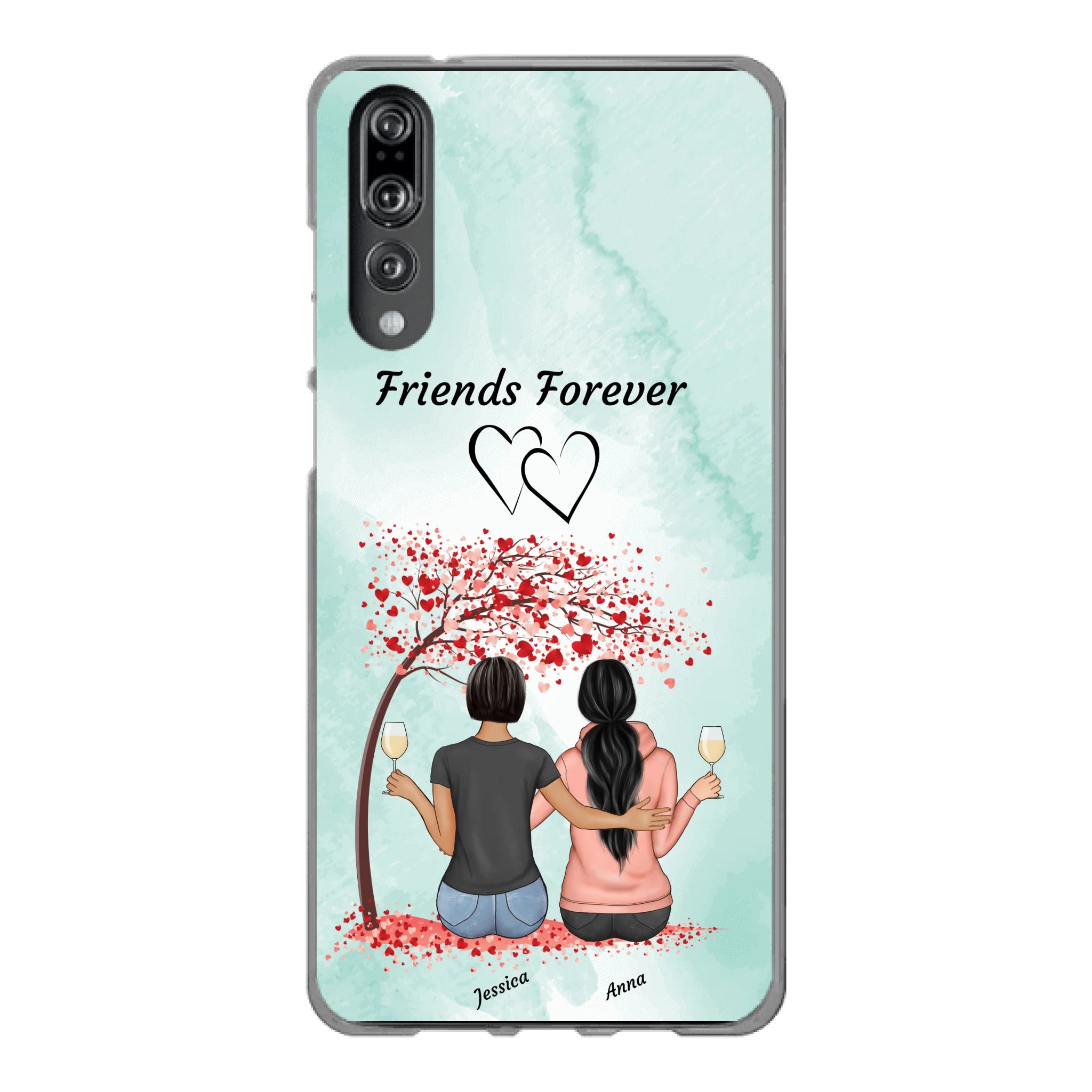 Sitzende Freundinnen unterm Baum - Personalisierbare Handyhülle
