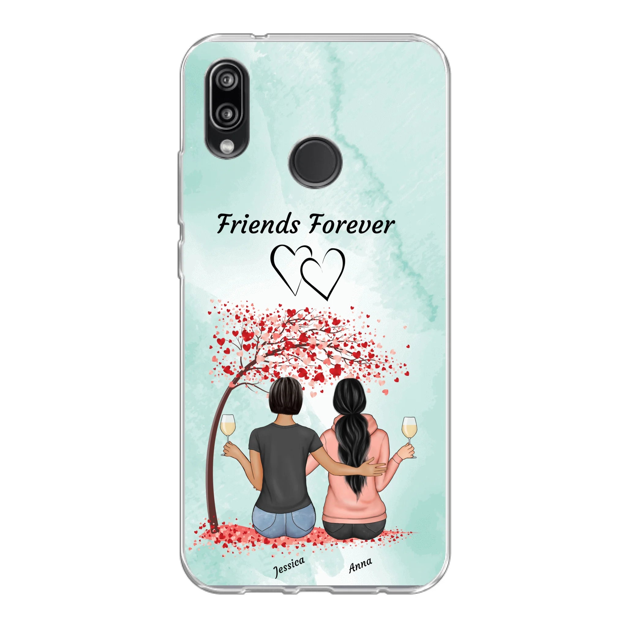 Sitzende Freundinnen unterm Baum - Personalisierbare Handyhülle