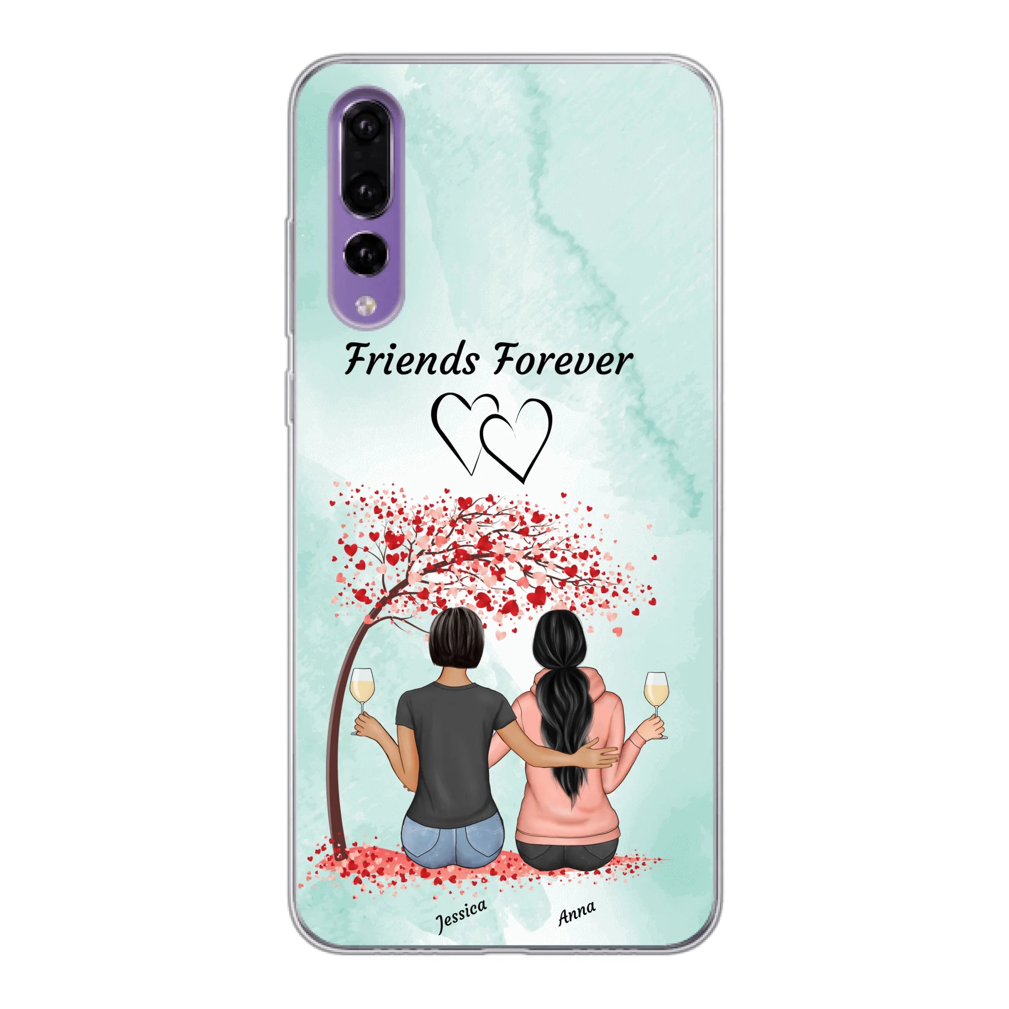 Sitzende Freundinnen unterm Baum - Personalisierbare Handyhülle