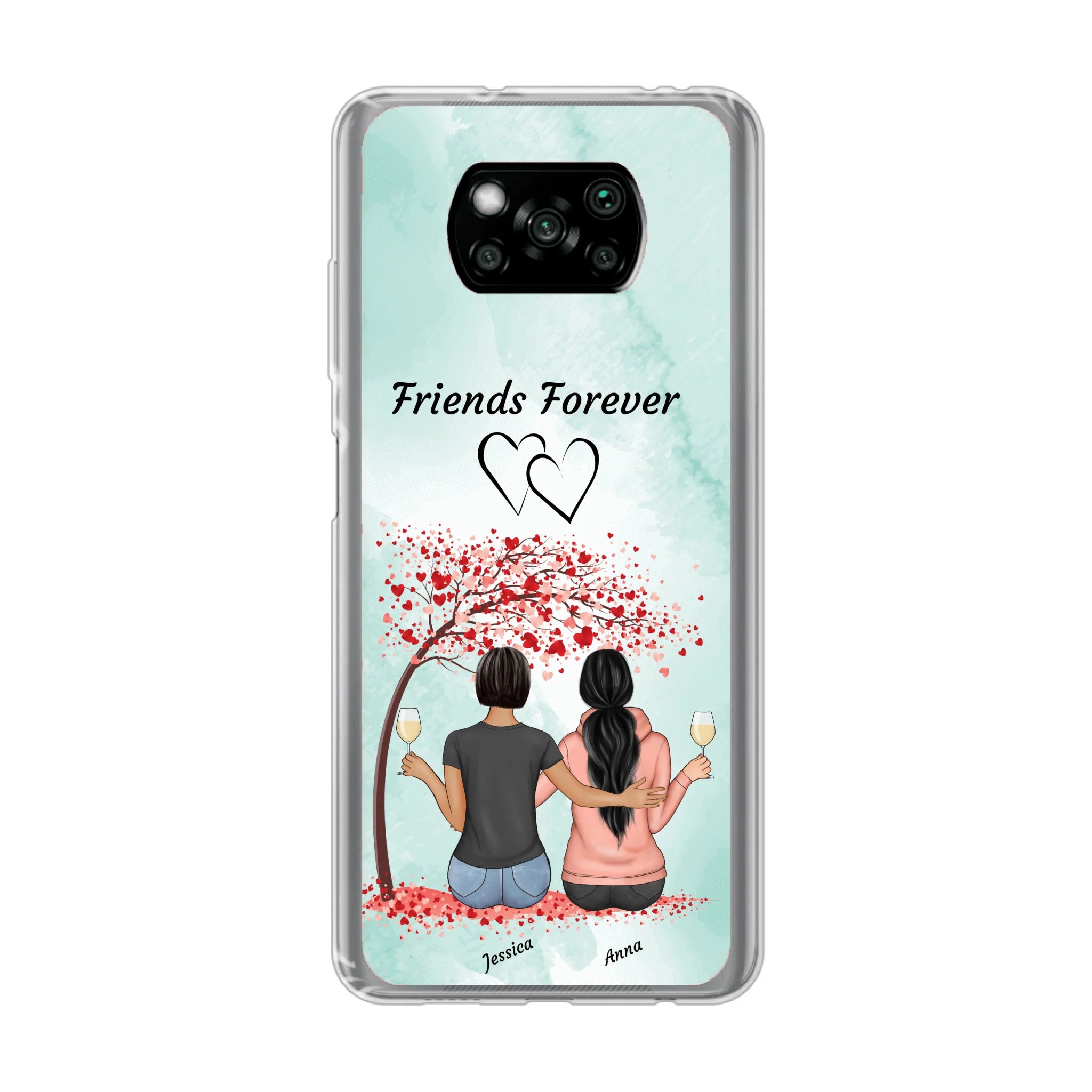 Sitzende Freundinnen unterm Baum - Personalisierbare Handyhülle