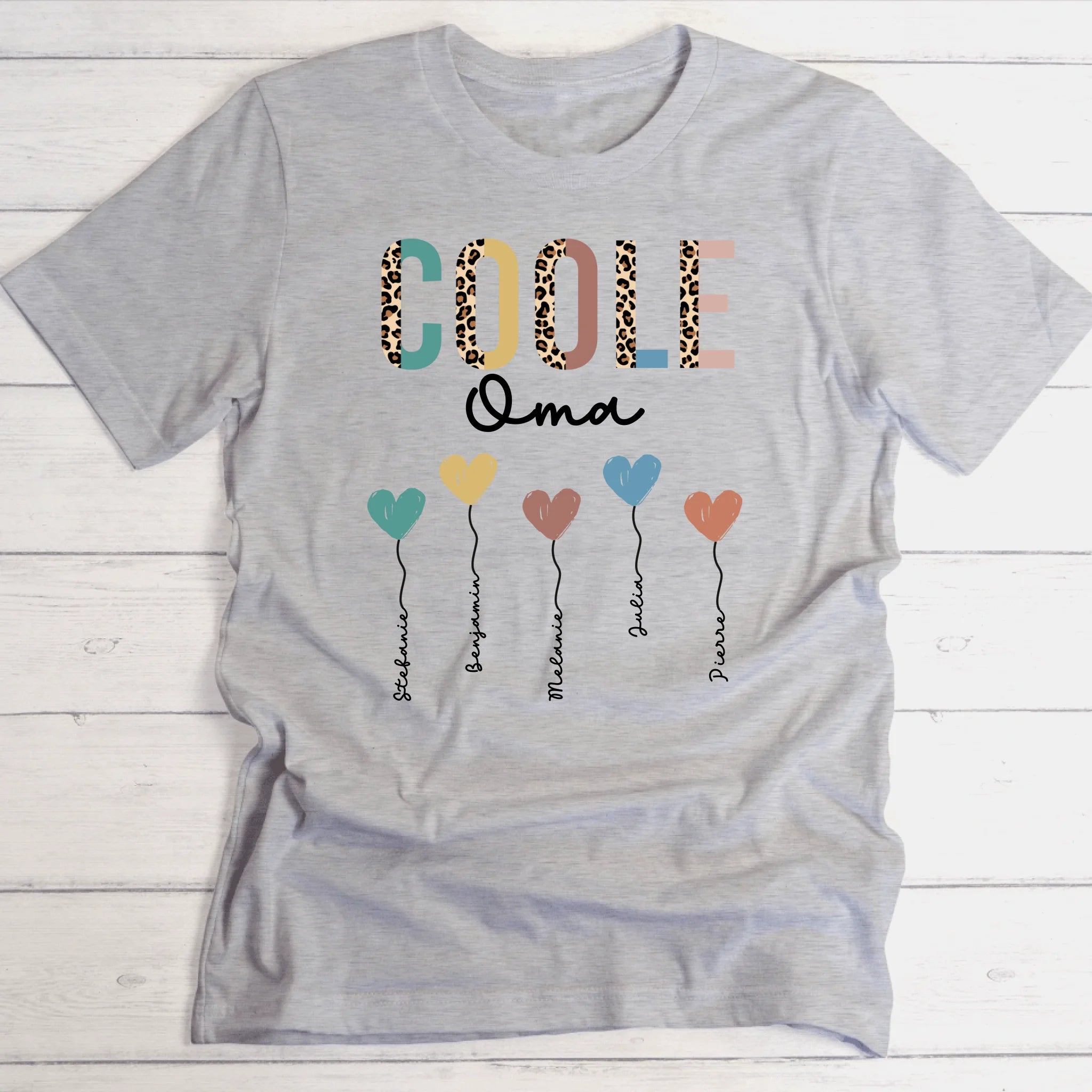 Coole Oma / Mama Herzballons - Personalisierbares T-Shirt