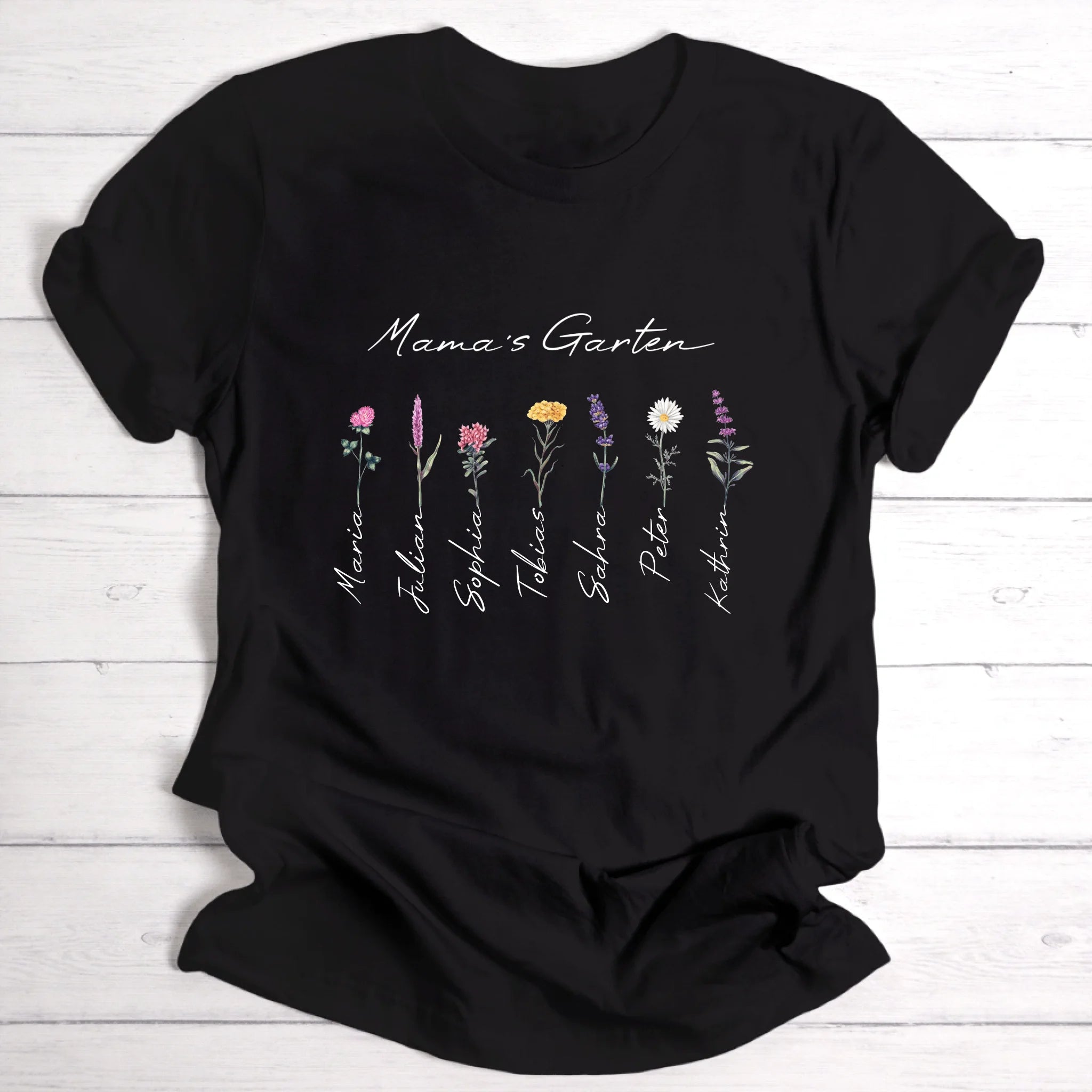 Blumengarten für Mama, Oma, Freundin & Tante - Personalisierbares T-Shirt