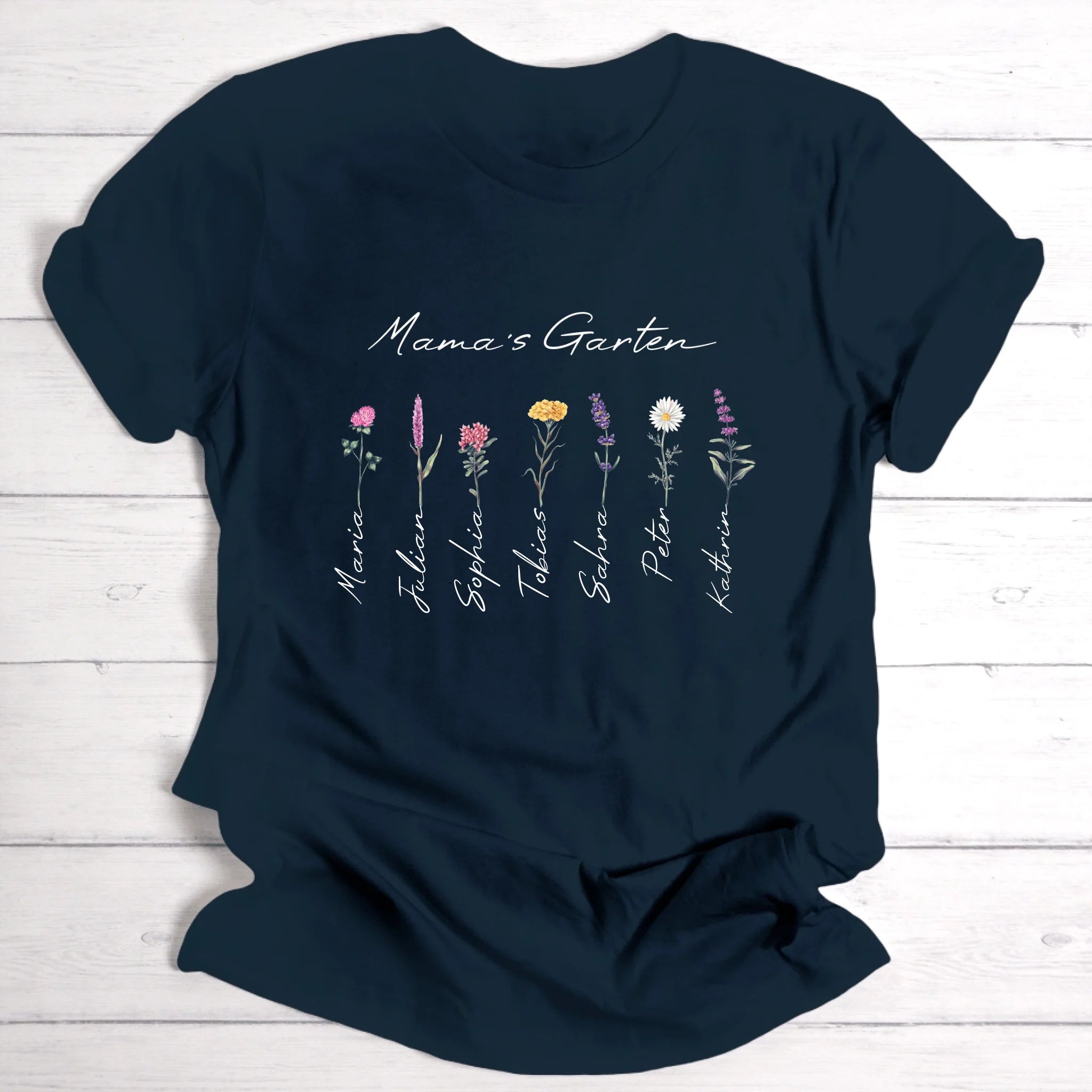 Blumengarten für Mama, Oma, Freundin & Tante - Personalisierbares T-Shirt