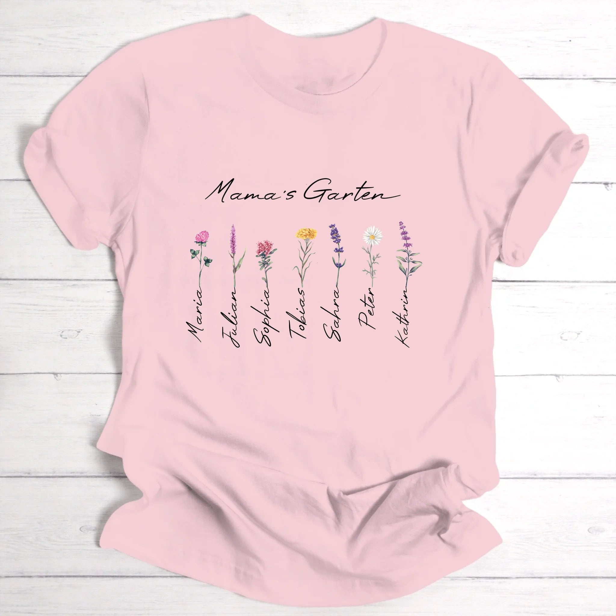 Blumengarten für Mama, Oma, Freundin & Tante - Personalisierbares T-Shirt