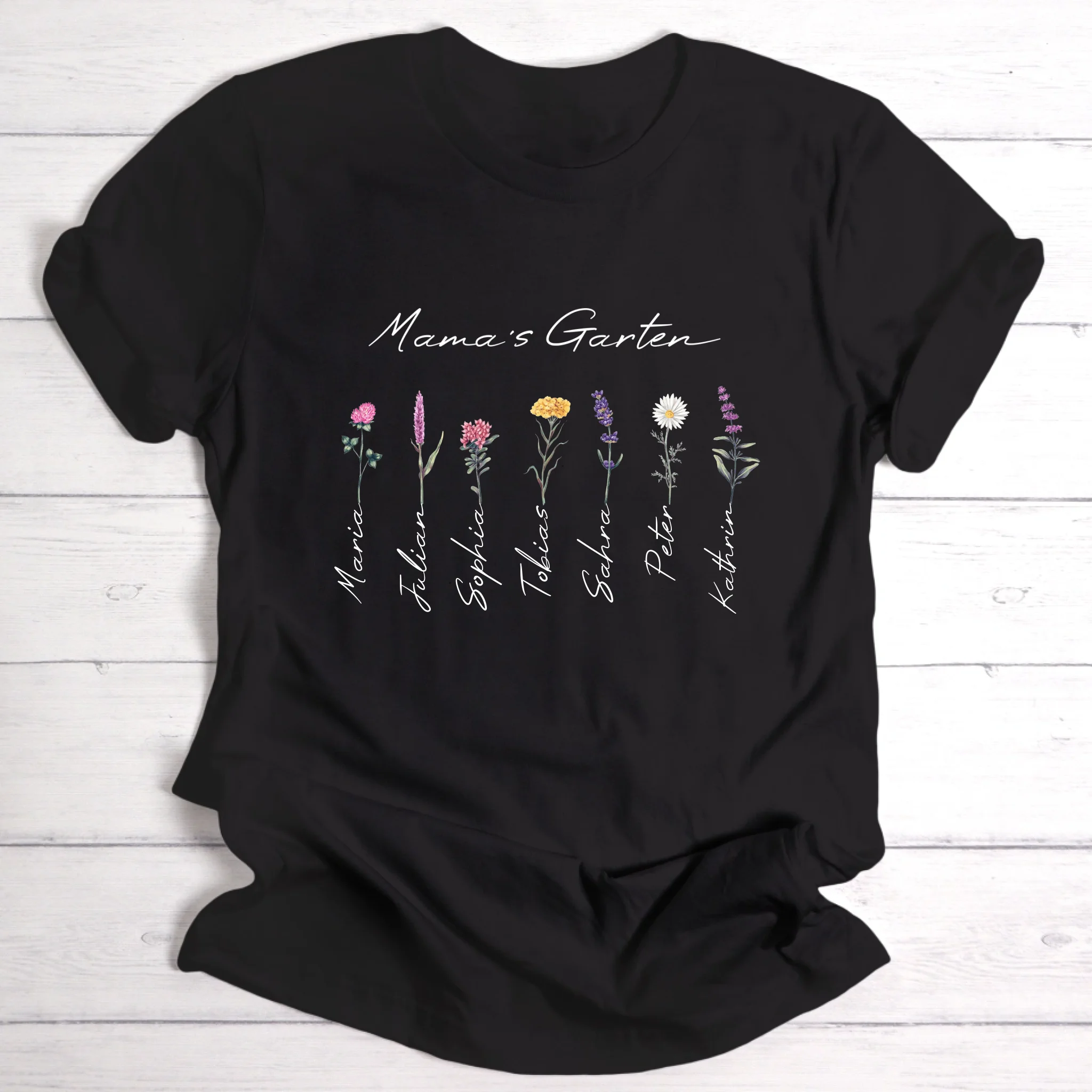 Blumengarten für Mama, Oma, Freundin & Tante - Personalisierbares T-Shirt
