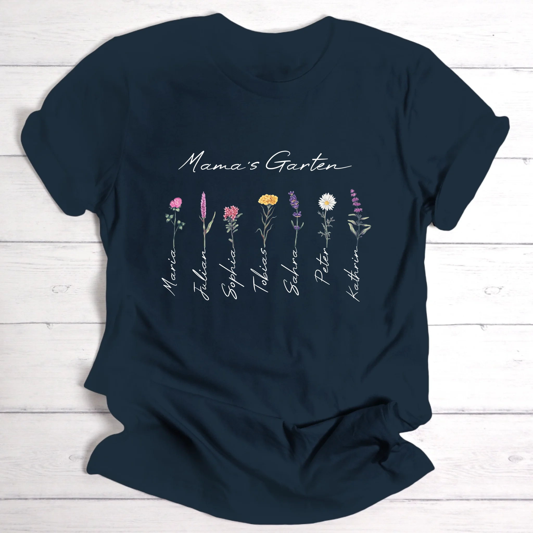 Blumengarten für Mama, Oma, Freundin & Tante - Personalisierbares T-Shirt