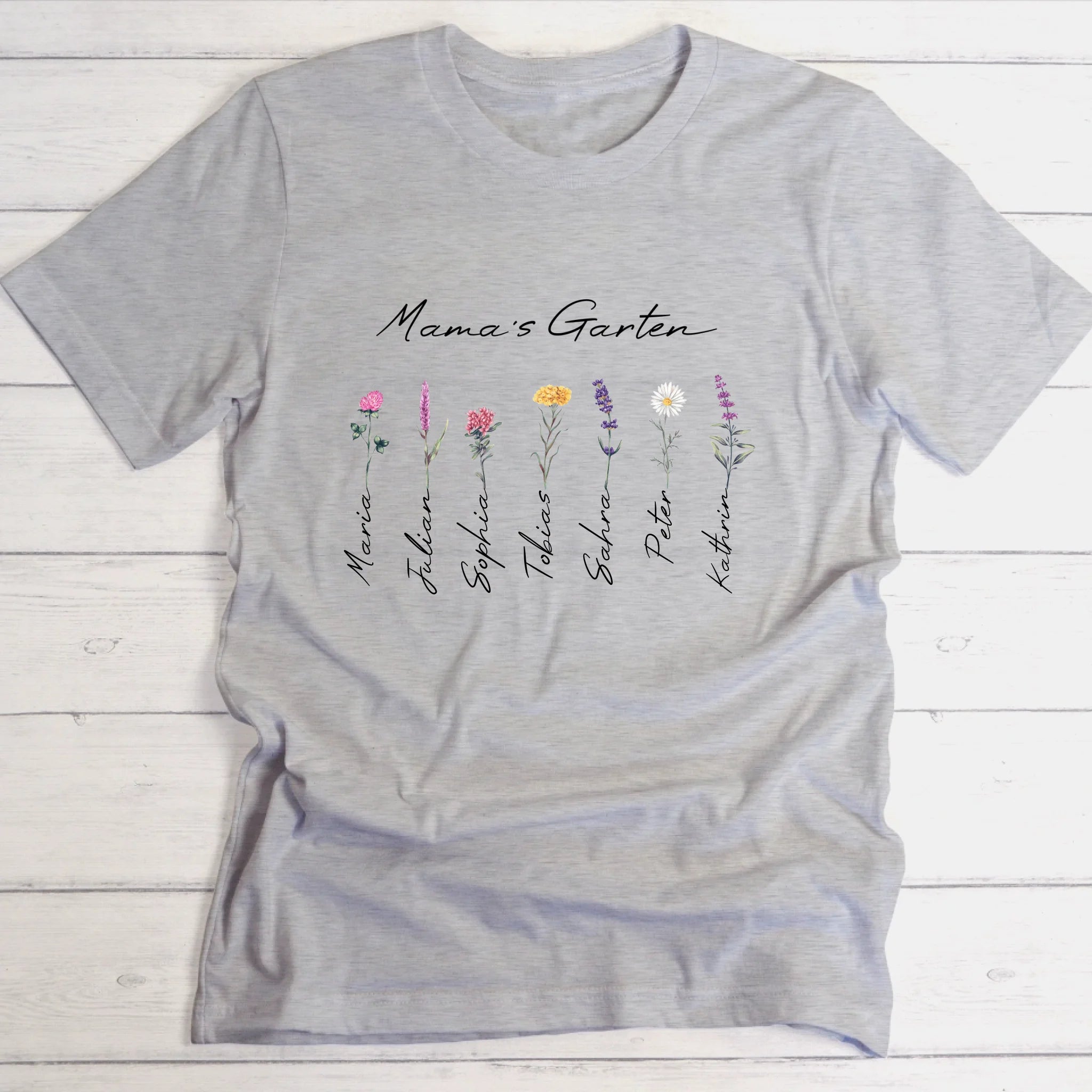 Blumengarten für Mama, Oma, Freundin & Tante - Personalisierbares T-Shirt