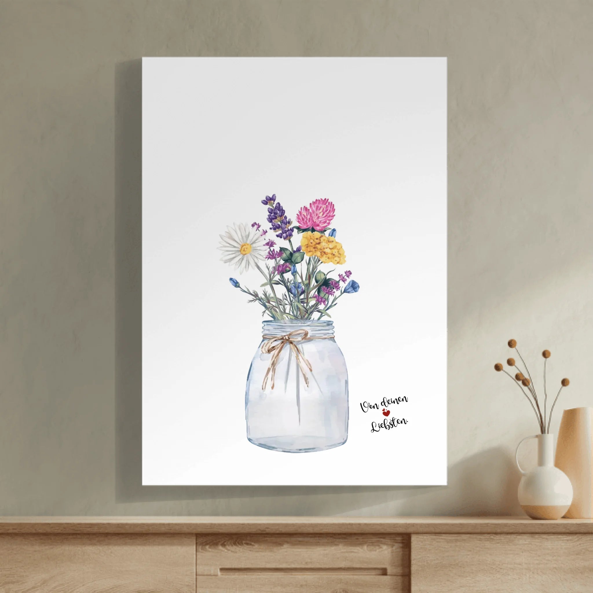 Blume Handabdrücke eurer Familie - Geschenk zum Muttertag oder Geburtstag für Mama & Oma - Personalisierbares Poster
