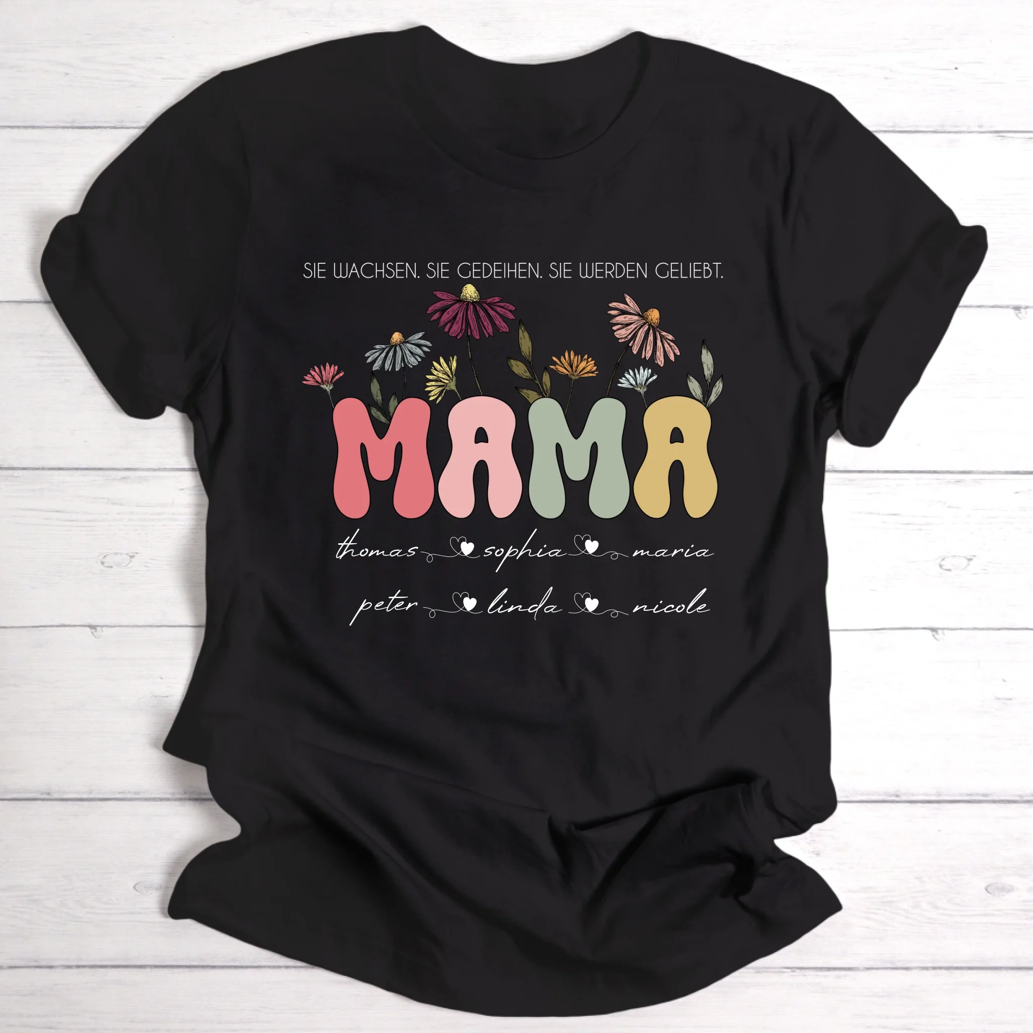 Blumengarten für Mama, Freundin & Tante - Personalisierbares T-Shirt