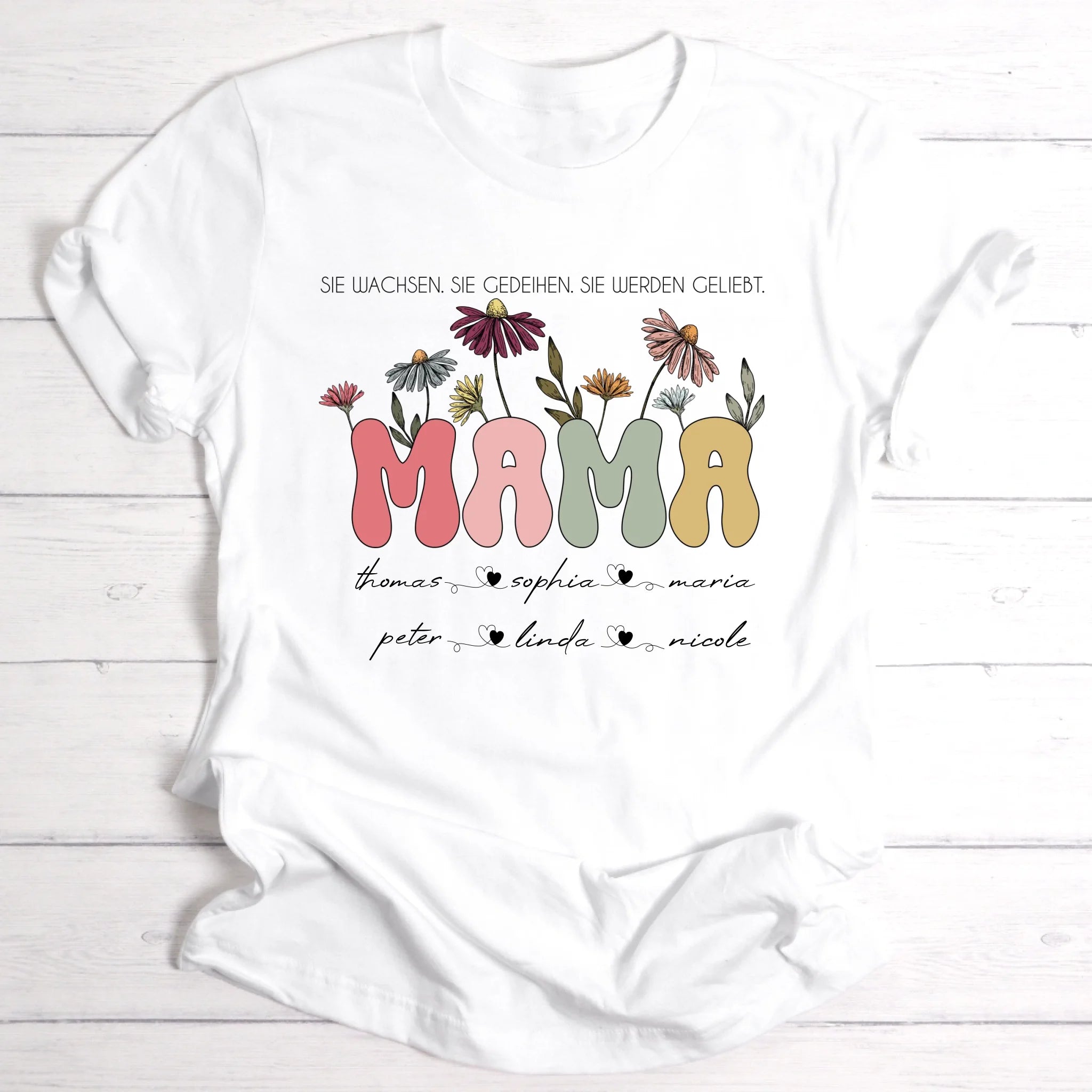 Blumengarten für Mama, Freundin & Tante - Personalisierbares T-Shirt