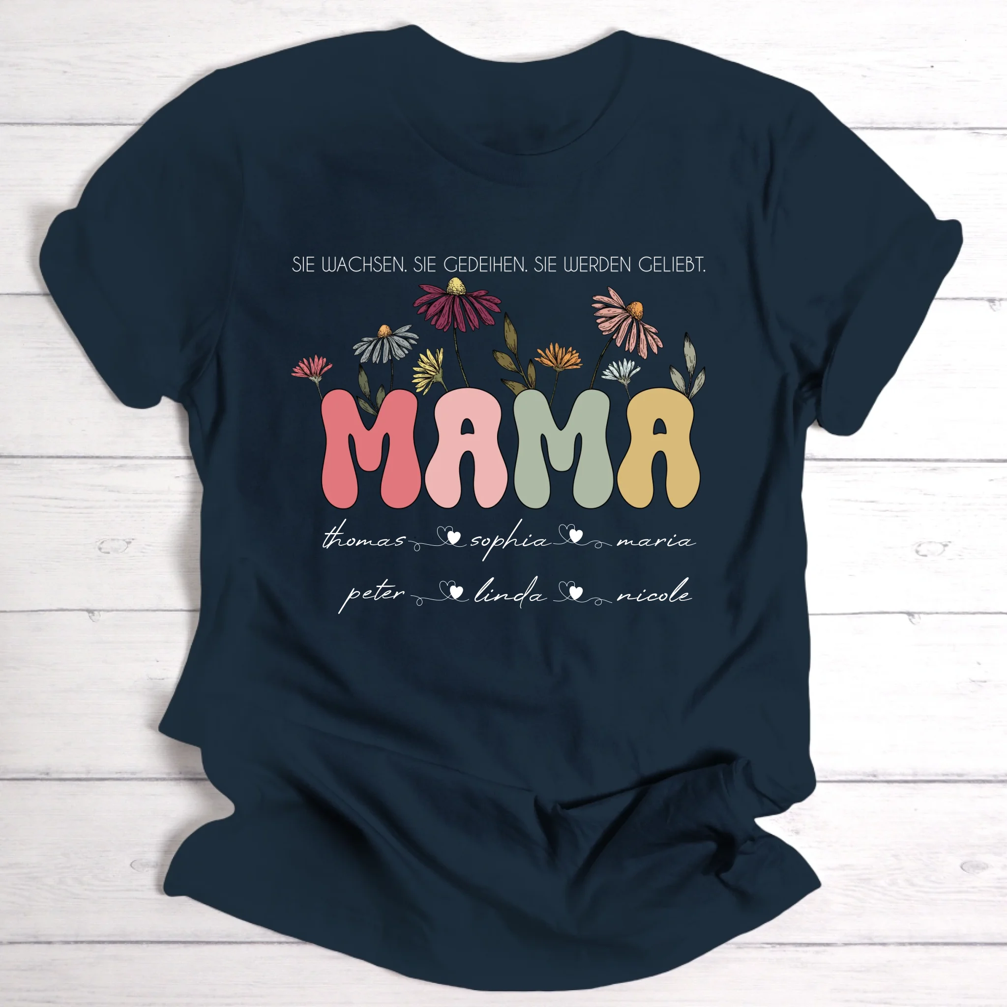 Blumengarten für Mama, Freundin & Tante - Personalisierbares T-Shirt