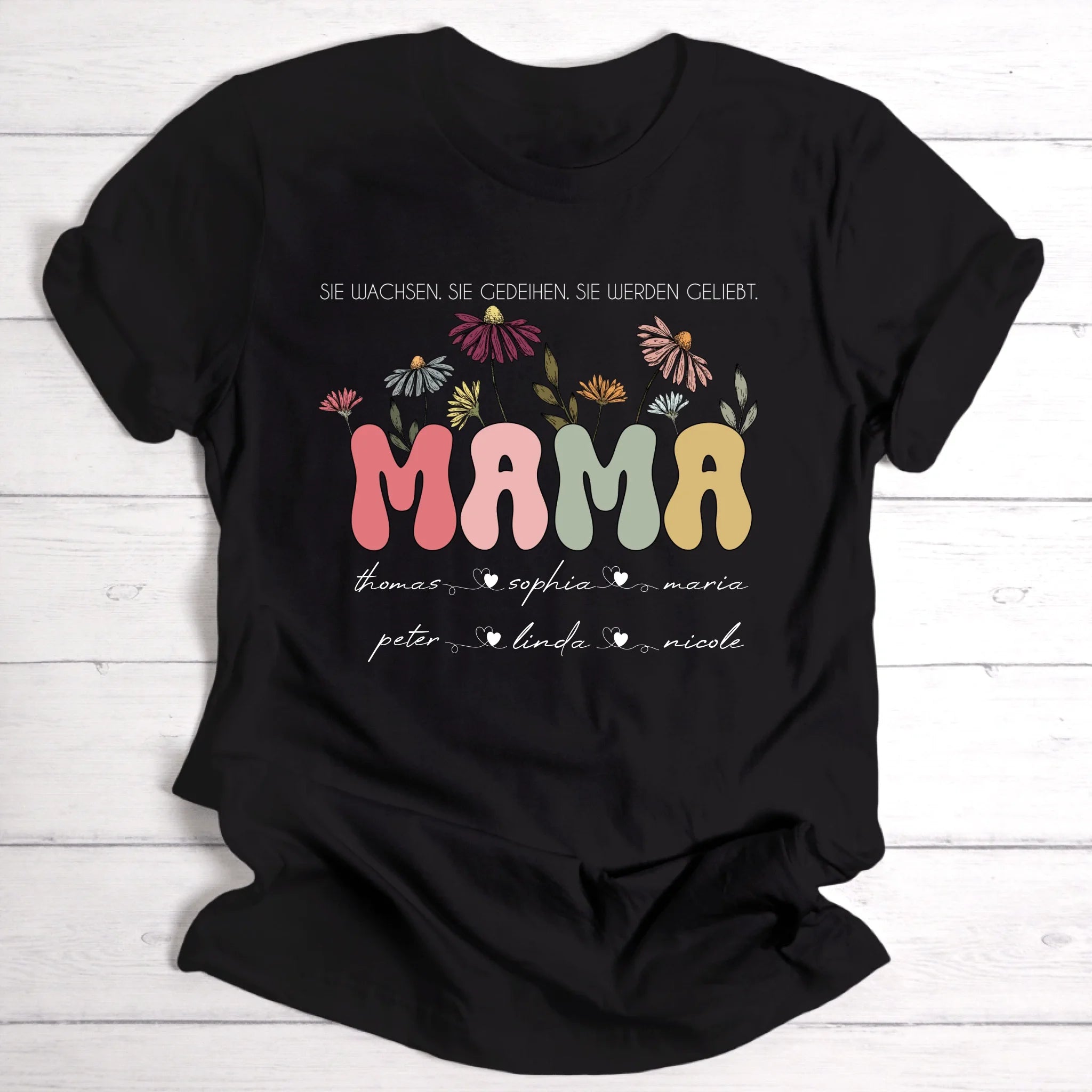 Blumengarten für Mama, Freundin & Tante - Personalisierbares T-Shirt